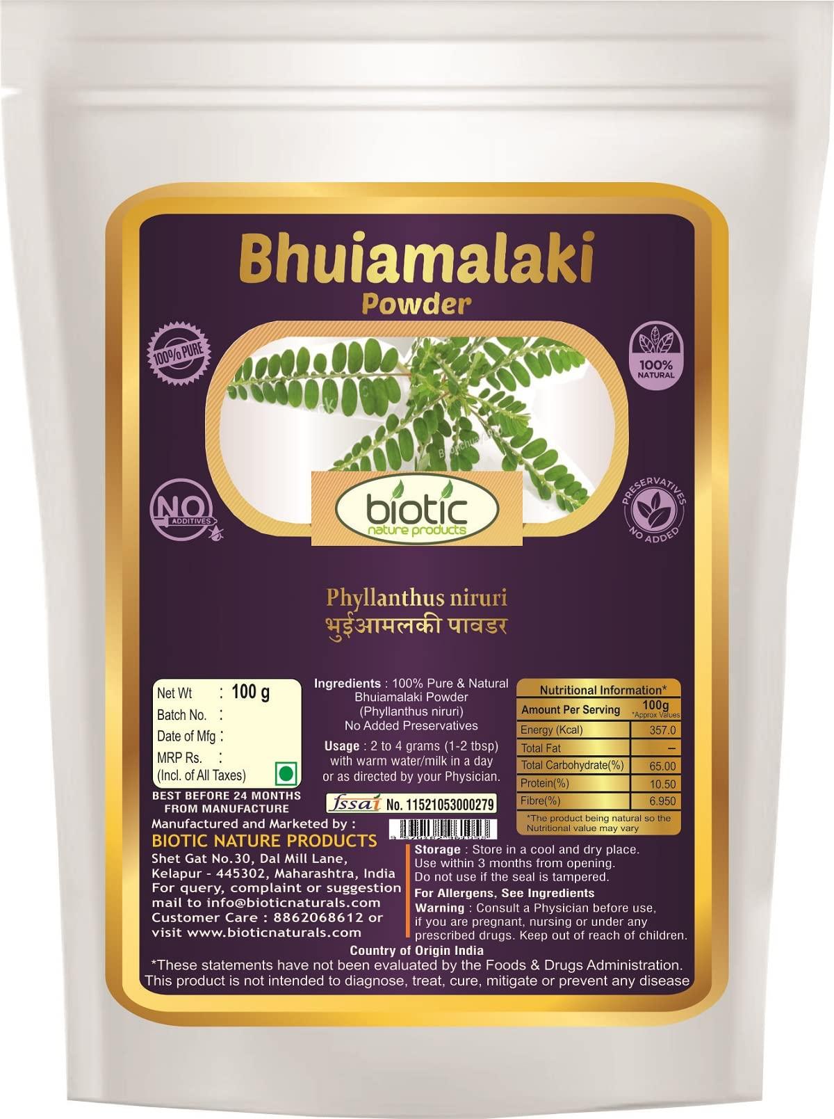 Biotic Biotic Bhumi Amla Powder (Phyllanthus Niruri) Bhoomi Amla Powder - Bhuiamlaki Powder - 100gm