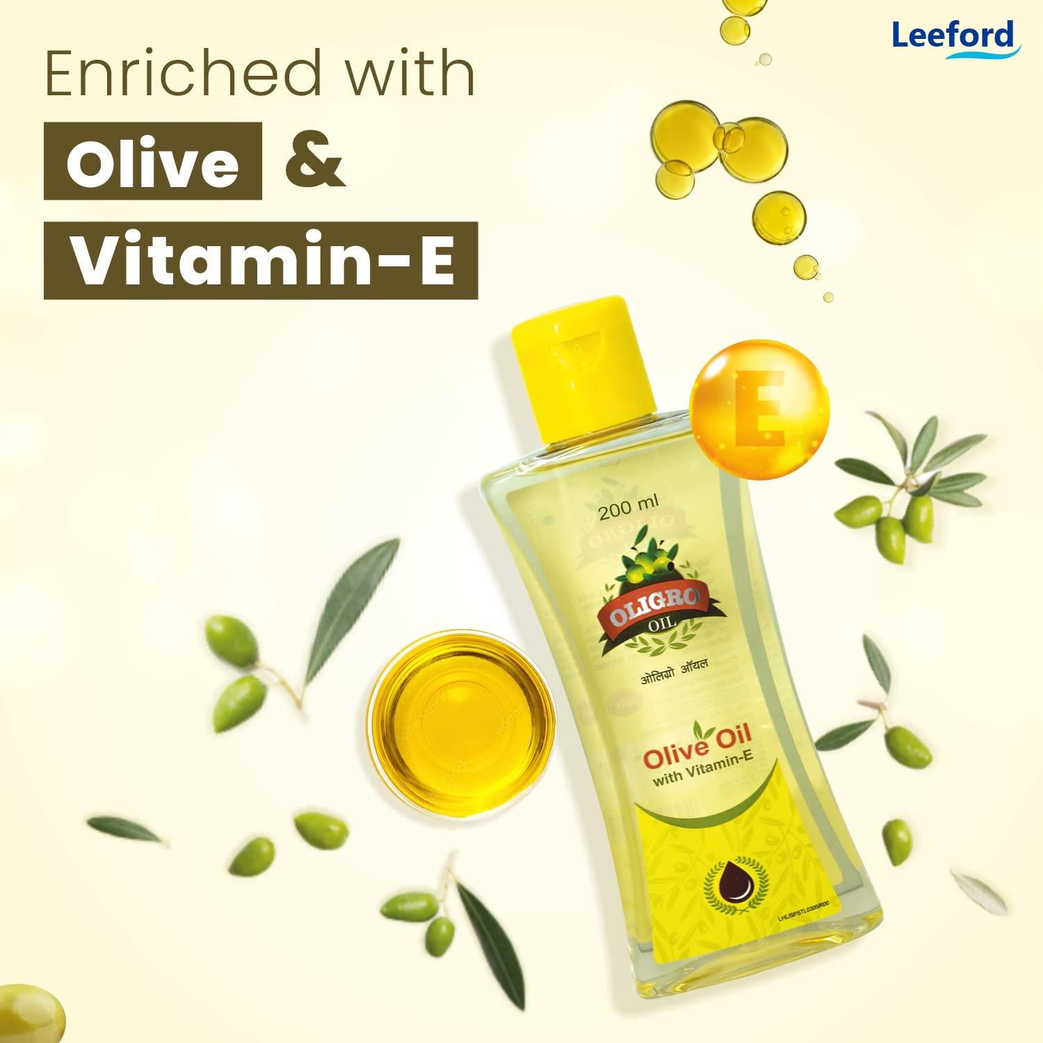 OLIGRO Oligro Body Massage Olive Oil (200ml) - for Body Massage and Hair Care | Goodness of Vitamin E & Sweet Almond Oil |Helps to Nourished and Glowing Skin || Pure & Natural for Both Men & Women