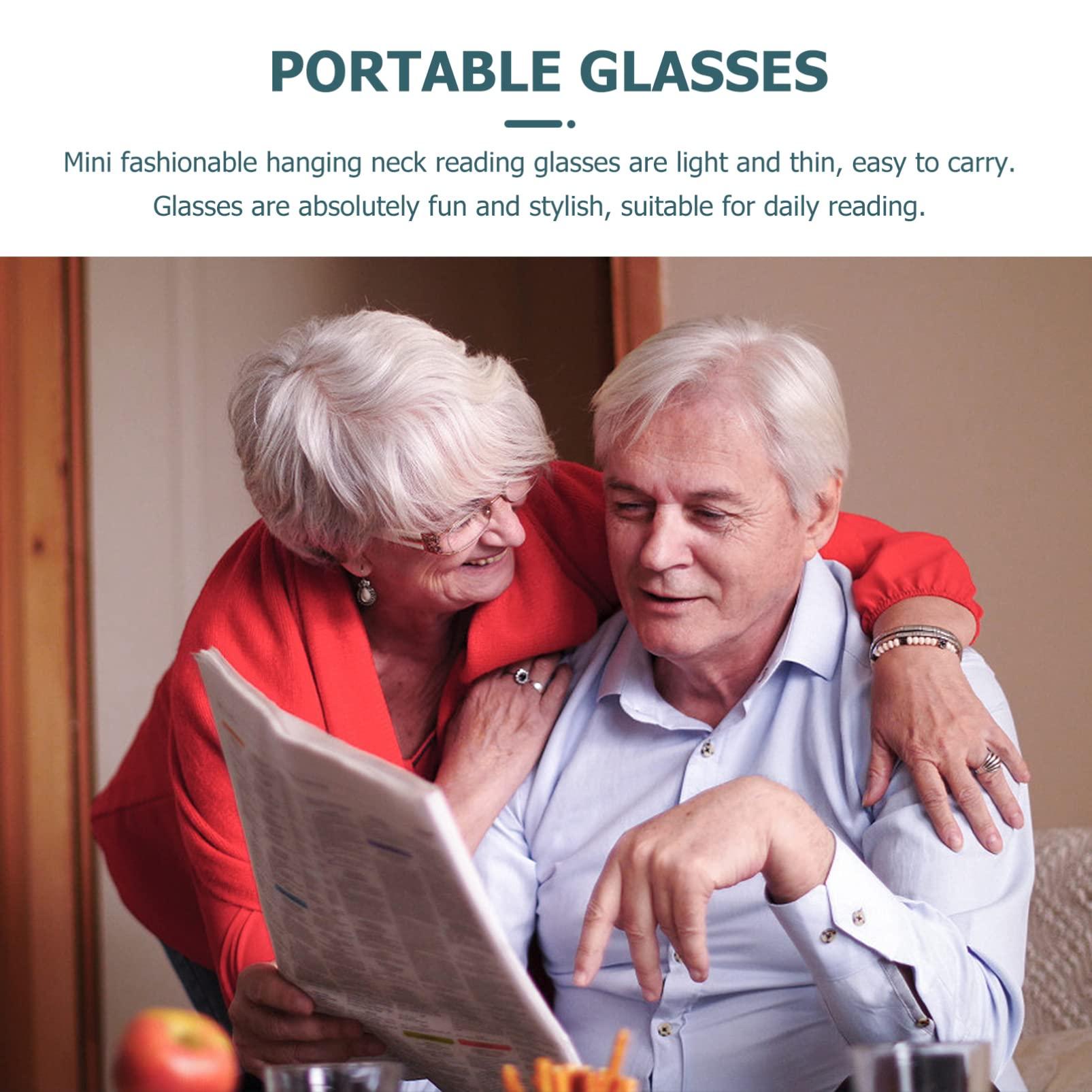 FOMIYES FOMIYES Necklace Folding Reading Glasses, 2 Pcs 1 Set Portable Hanging Neck High- definition Glasses, Exquisite Mini Readers Glasses for Men Women