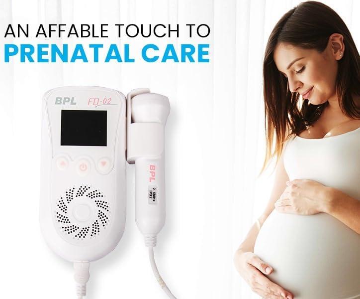 BPL Medical Technologies BPL Medical Technologies FD-02 Ultrasonic Fetal Doppler Heart Rate Detection Monitoring Machine with in-Built Speaker for Home and Clinic Use - White