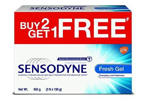 Sensodyne Sensodyne Sensitive Toothpaste Combi Pack - 150 G (Fresh Gel, Buy 2 + 1 Free) & Sensodyne Sensitive Toothpaste Combi Pack - 150 G (Fresh Mint, 2+1) Sensitivity Protection