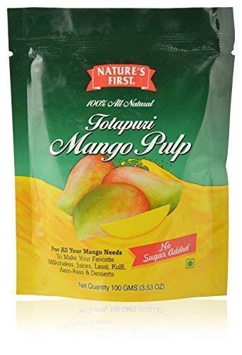 NATURE'S FIRST Nature\'s First Totapuri Mango Pulp 100 Grams (Pack of 24), with Pure Mango Goodness, Natural Sweet Flavor for Dessert, Shakes, Lassi, Smoothies, Fruit Juice