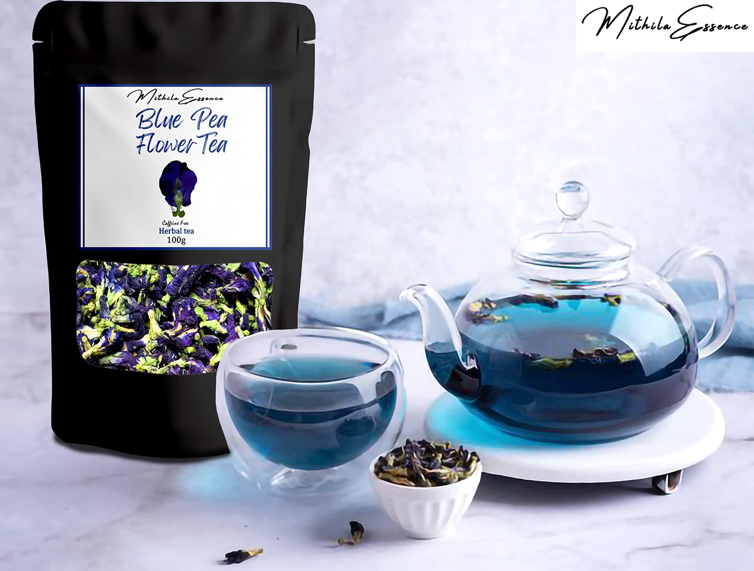 MITHILA ESSENCE MITHILA ESSENCE TEA - Exotic Butterfly Pea Flower Tea | High on Anti-oxidants| Caffeine Free Herbal Tea | Dried Butterfly Pea Flower | Tisane Tea100 gm (Pack of 1)