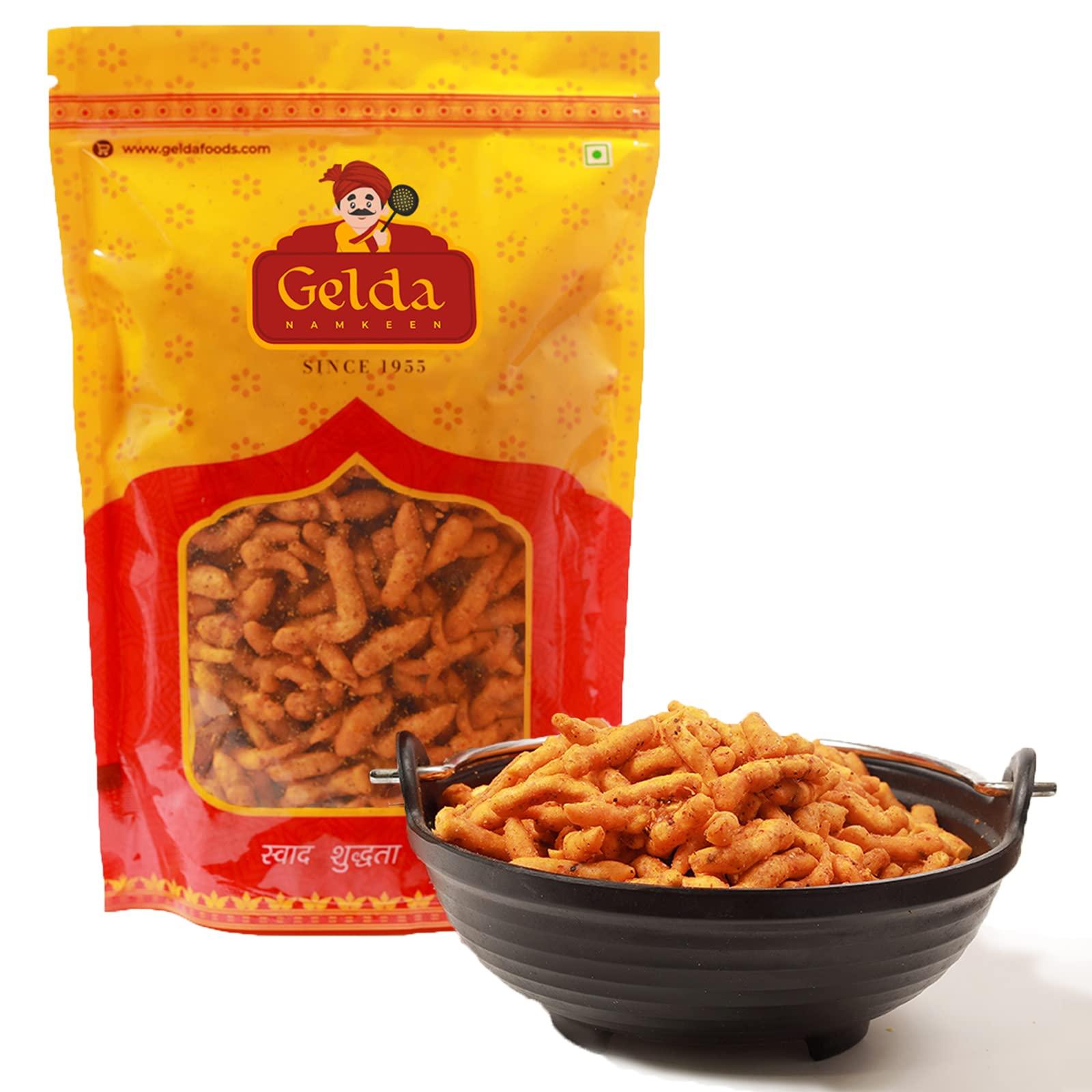 Gelda Namkeen Gelda Namkeen - Kadak Teekha Bhujia (Crorepati Sev), Spicy Namkeen, Authentic Regional Taste of Indore, Party Snack - 500gm