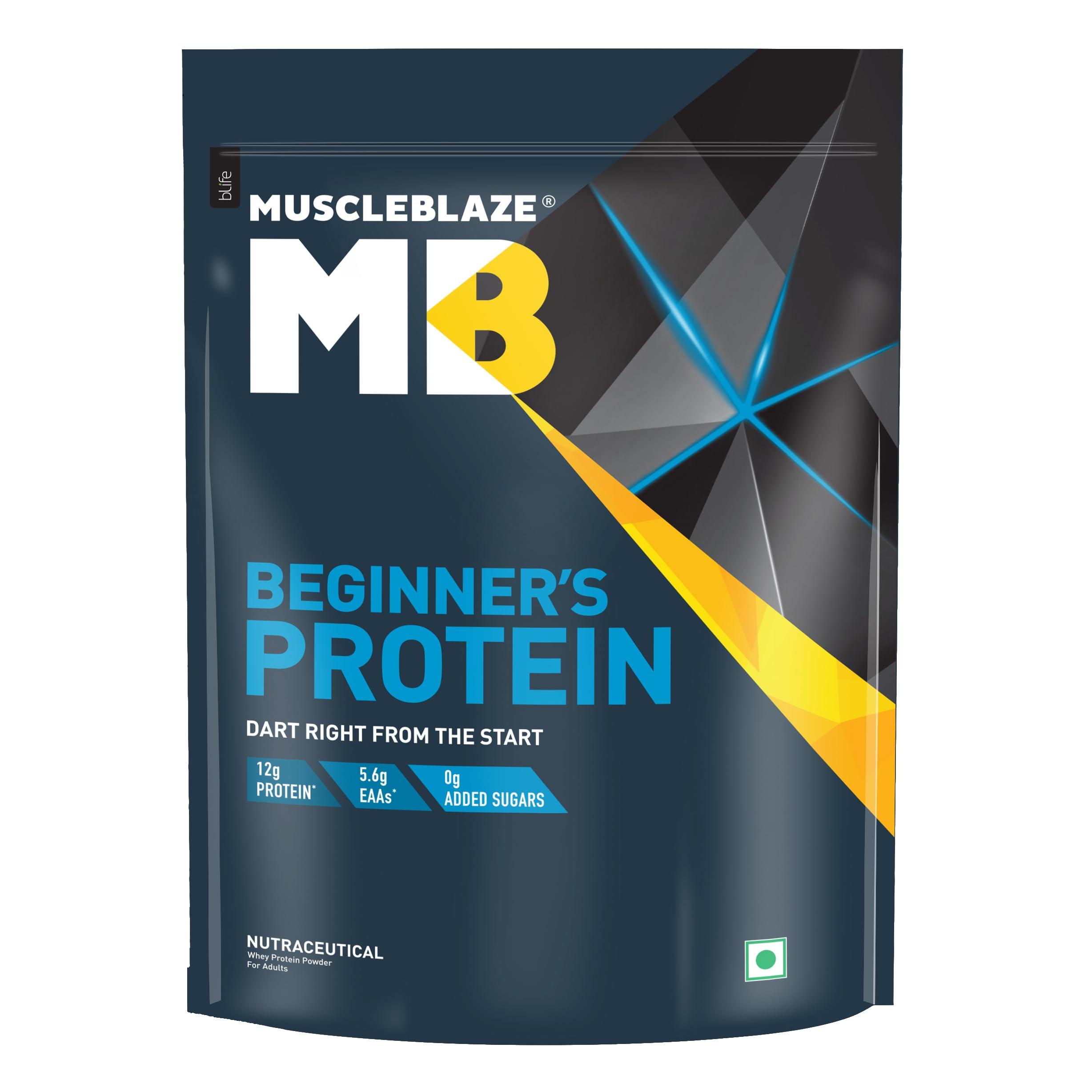 MuscleBlaze MuscleBlaze Beginner\'s Whey Protein, No Added Sugar, Faster Muscle Recovery & Improved Strength (Cookies and Cream, 1 kg / 2.2 lb)