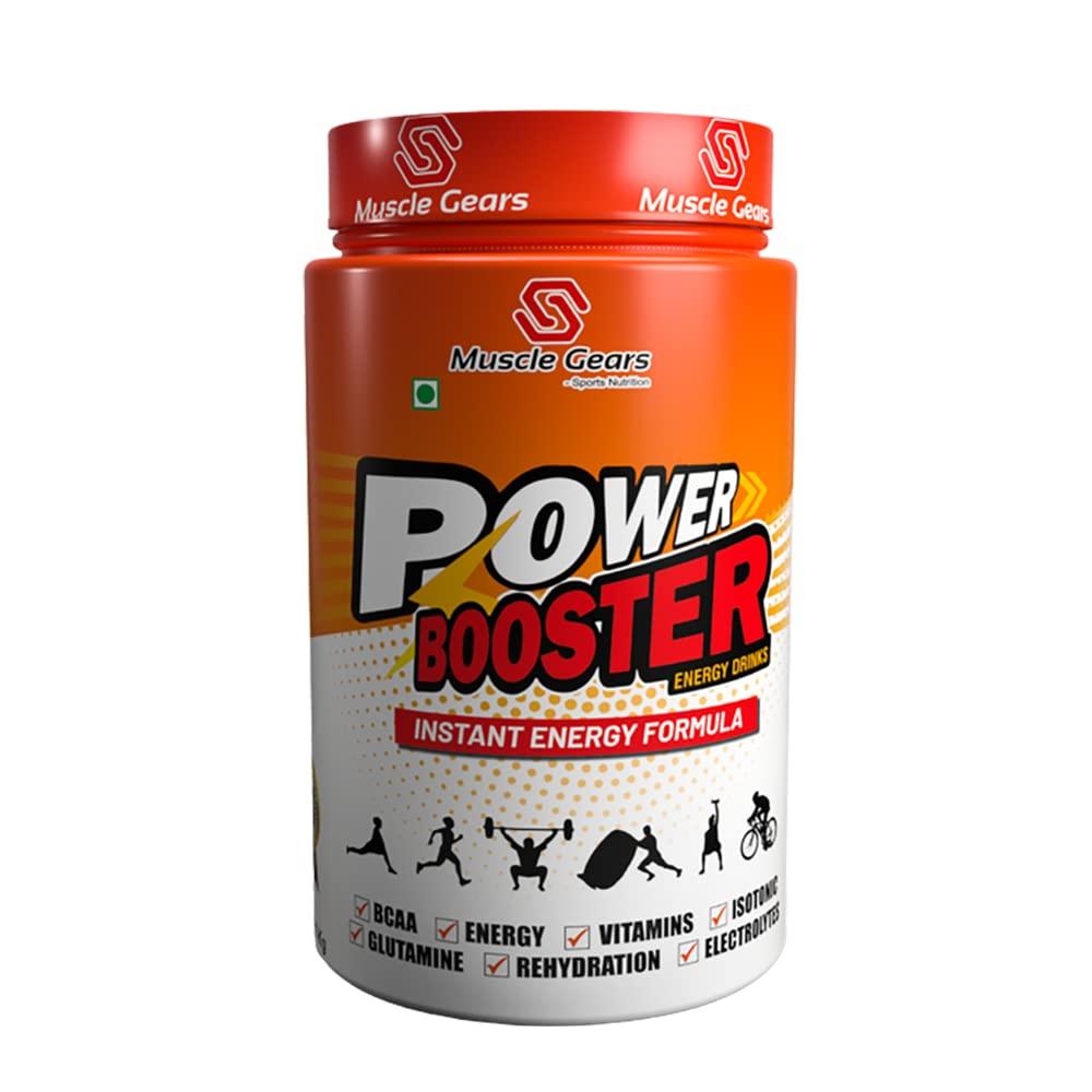 Muscle Gears Muscle Gears Power Booster - FSSAI Certified, Energized and fortifies with Vitamins for Best Results Possible - Energizing Mango Flavor - Pre Workout Supplement