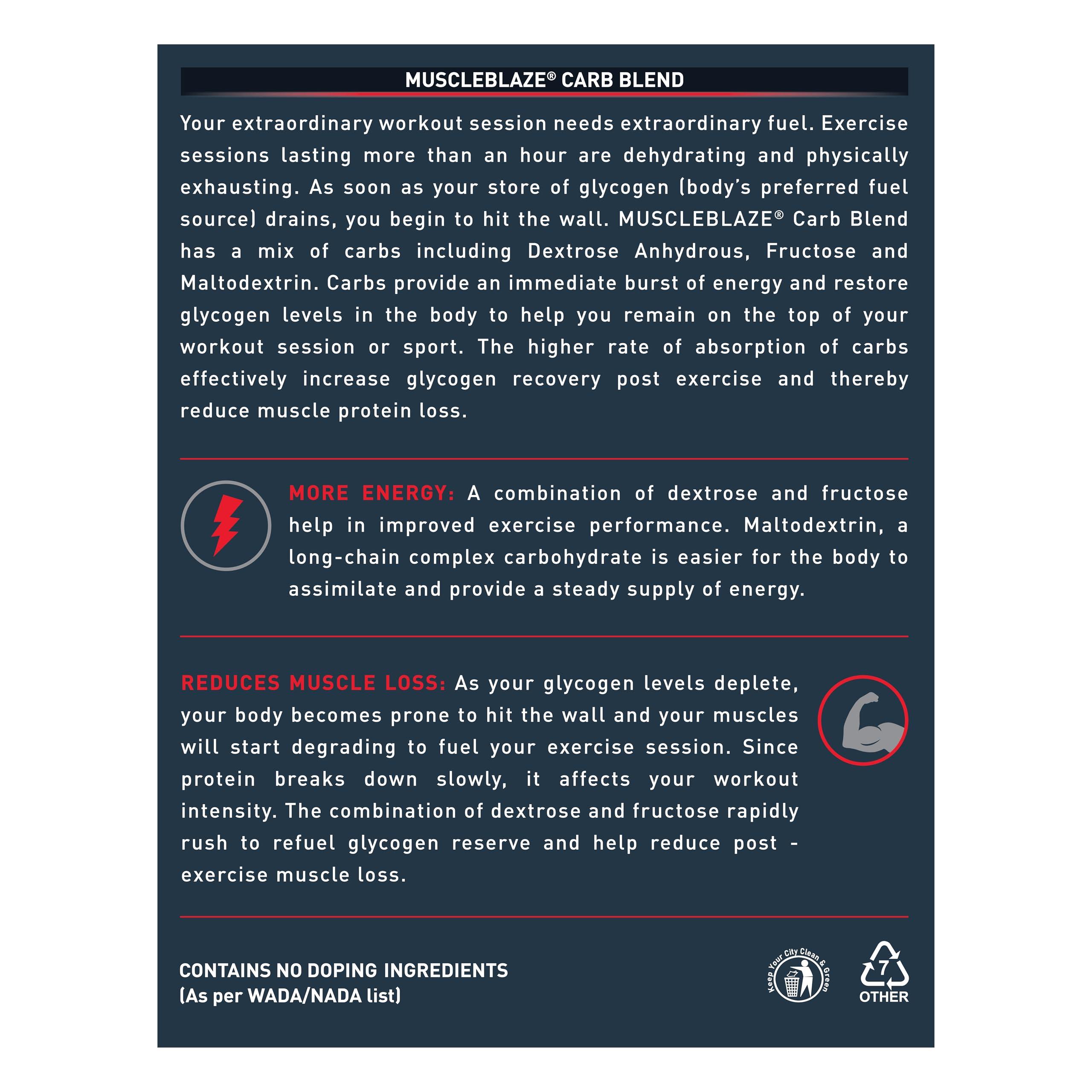 MuscleBlaze MuscleBlaze Carb Blend Powder(Unflavoured, 3Kg / 6.6Lbs)| Active Energy Formula