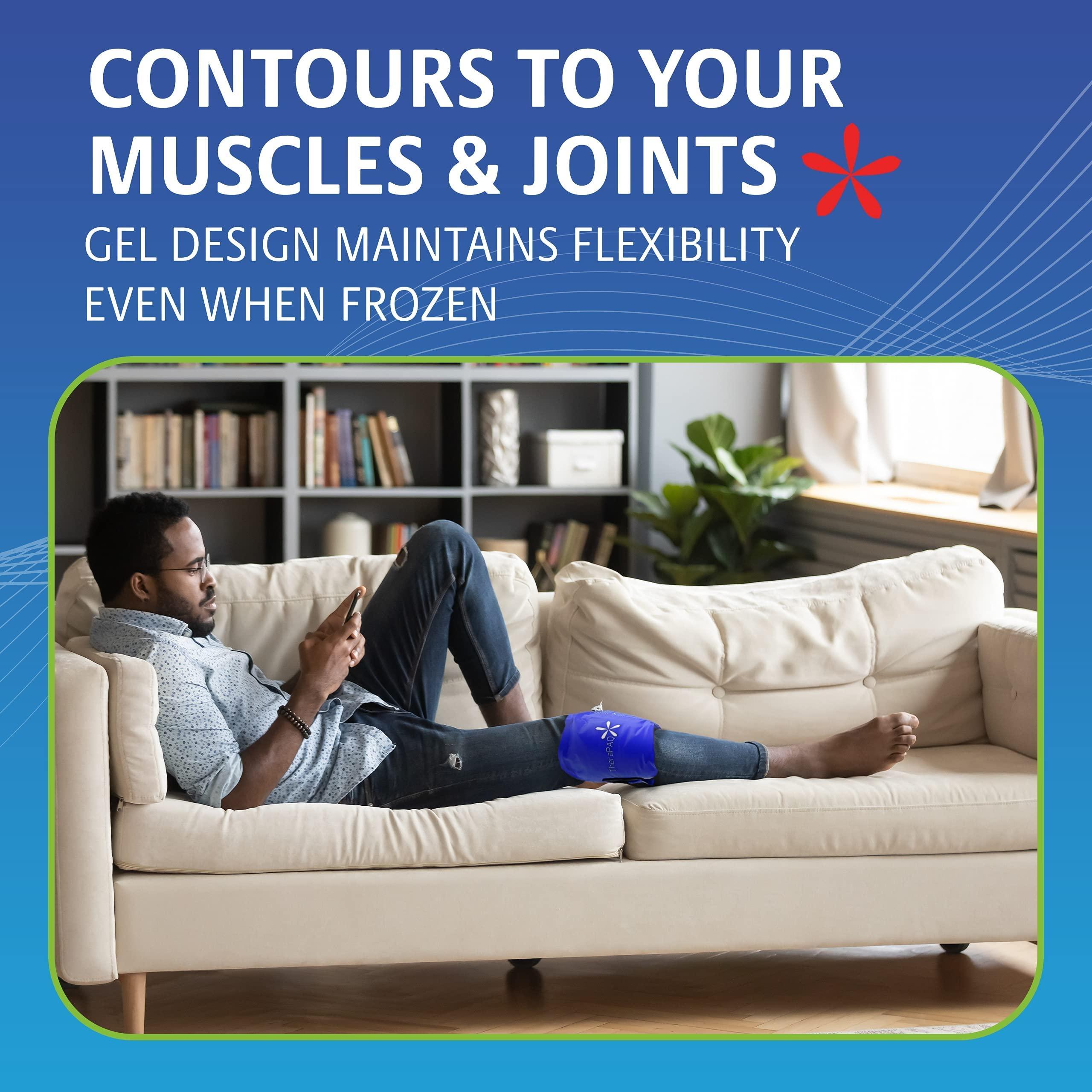 TheraPAQ Flexible Ice Pack with Wrap for Hot & Cold Therapy - Reusable Gel Pack for Pain Relief | Great as Heat or Ice Pack for Back Waist Shoulder Neck Ankle Calves and Hip (Large-size pack: 14 X 6 )