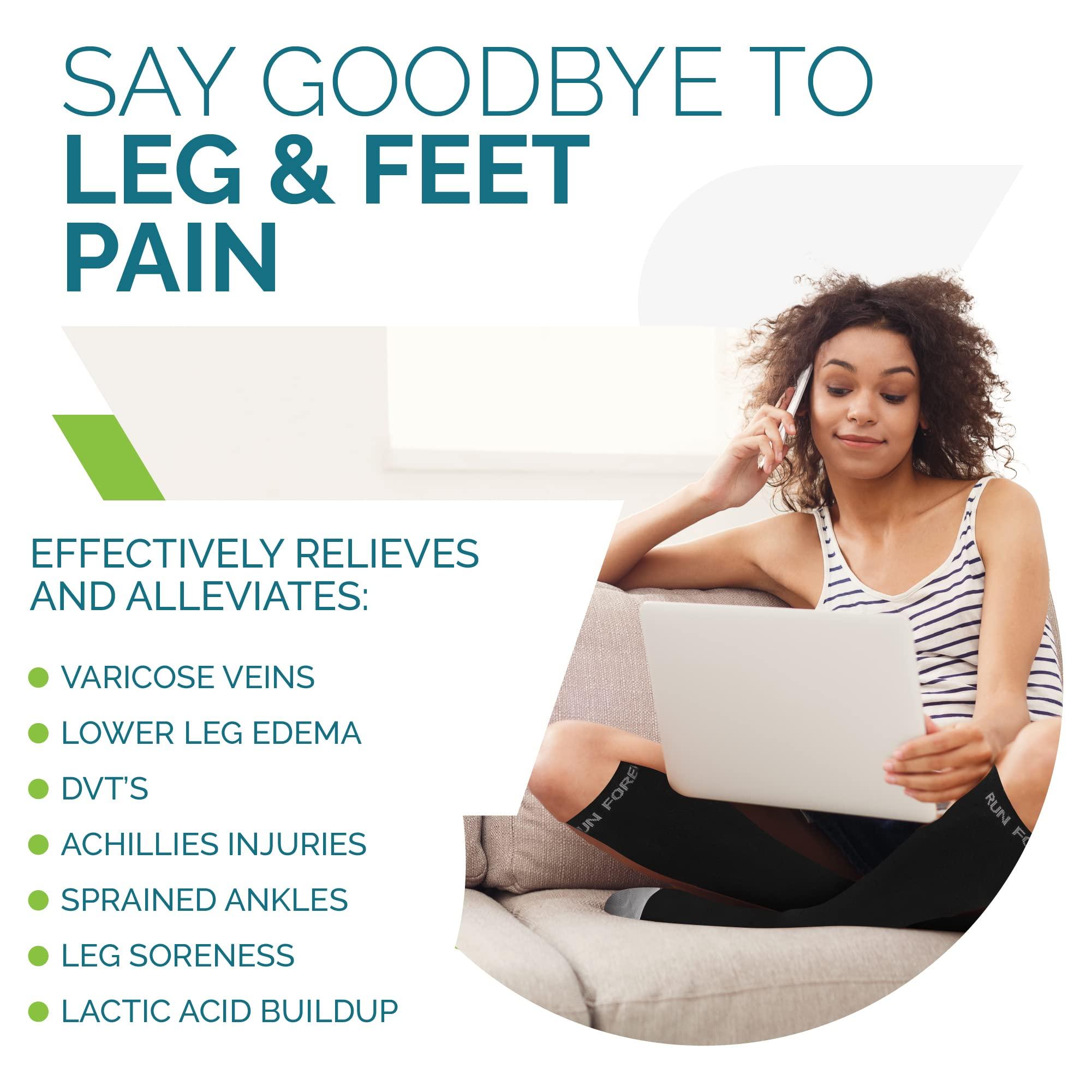 Run Forever Compression Socks for Men & Women 20-30mmHg Medical Grade Graduated Stockings (Black, Medium)