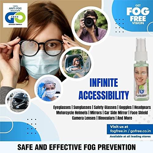 GOFREE GOFREE Anti-Fog Spray Kit With Cleaning Cloth For Spectacles, Glasses, Camera Lens Patented & Advanced Formula Solution (30 ML) Effective Up to 24 Hrs - (Pack Of 2)