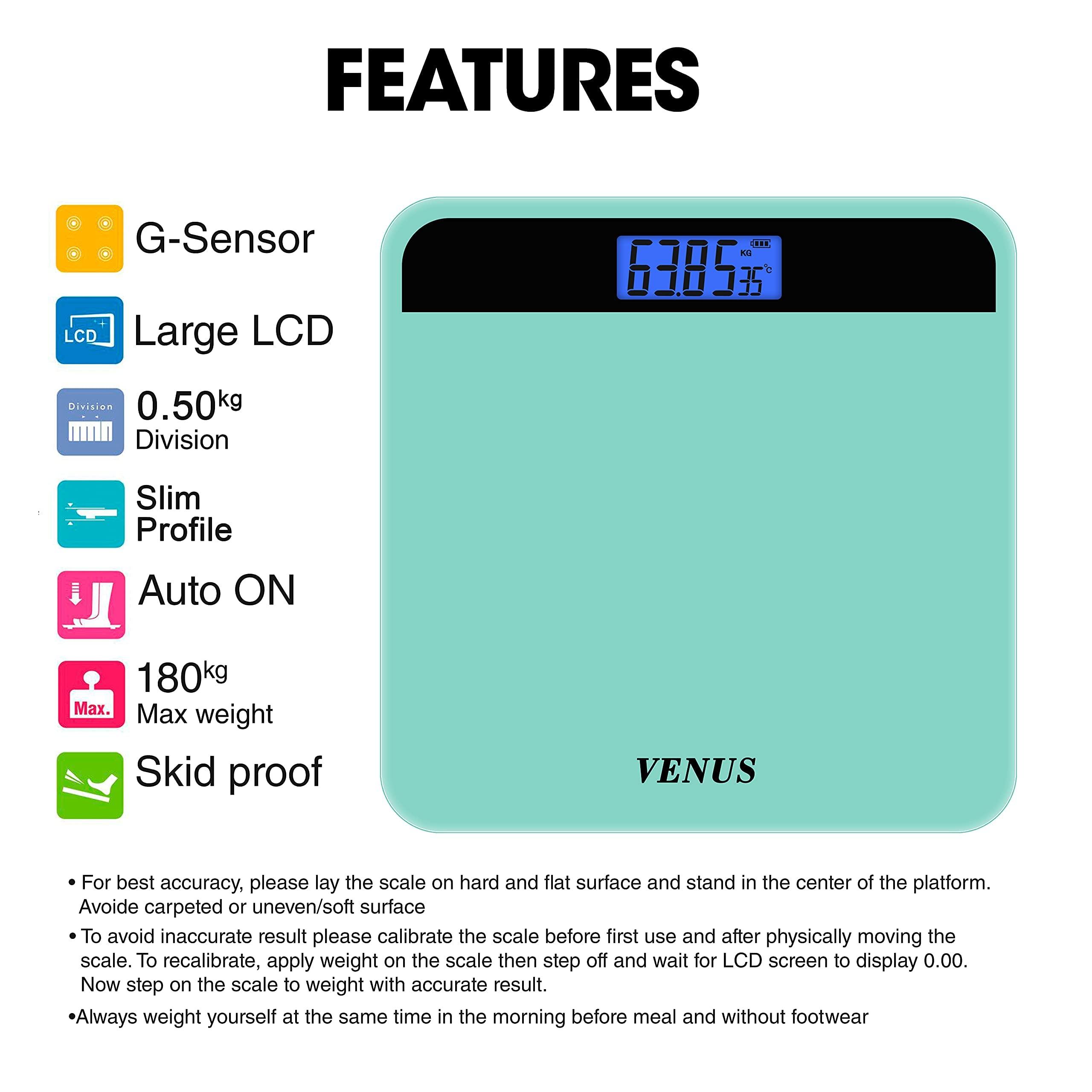 Venus Venus (India) Electronic Digital Personal Bathroom Weight Machine for Body Weight upto 180 kg Weighing Scale with 24 Months Warranty