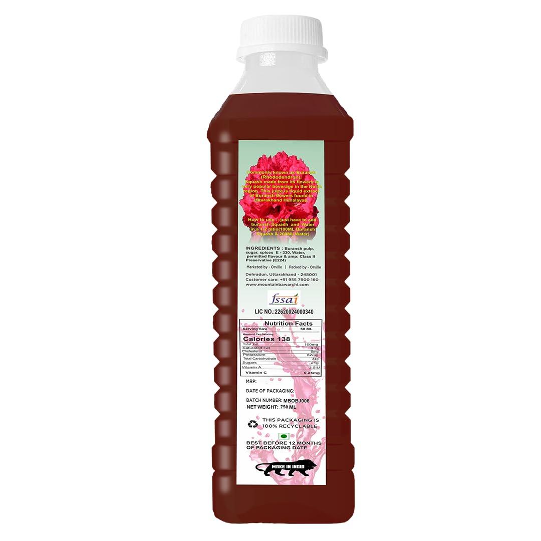 Mountain Bawarchi Mountain Bawarchi Buransh Squash Drink | Refreshing Rhododendron Juice | Ready to Serve | 750ml (Pack of 2)