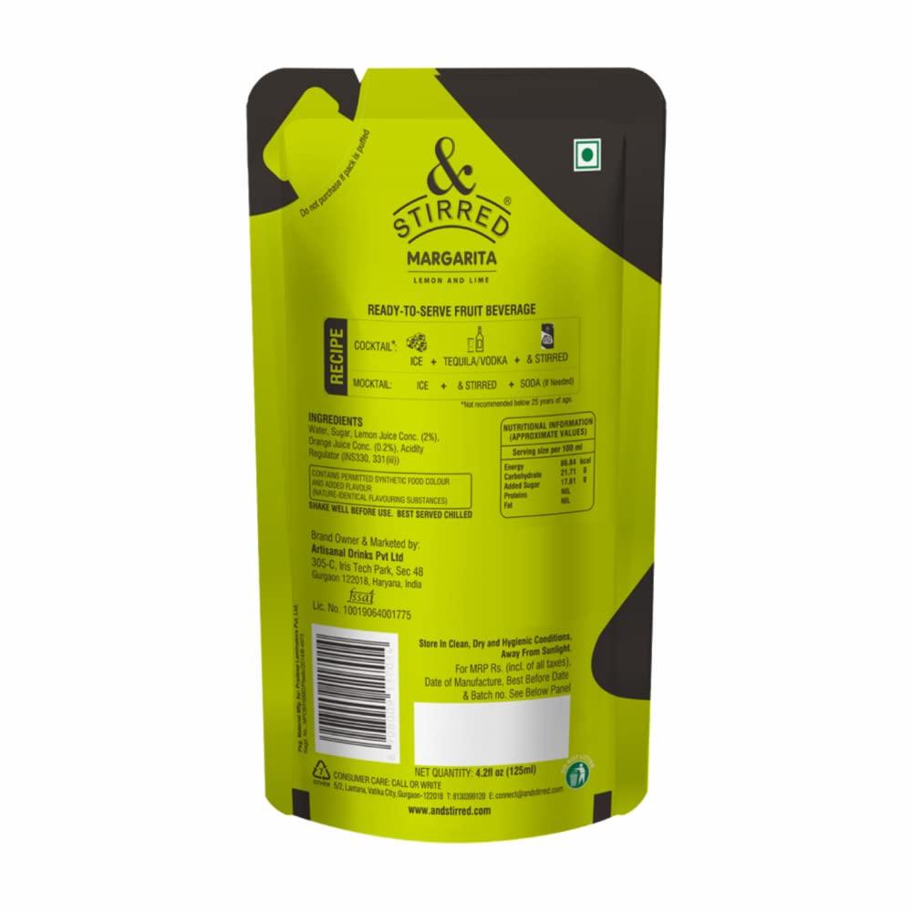 &STIRRED COCKTAIL MIX &Stirred Cocktail Mix - Margarita, Pack of 6, Non-Alcoholic, No Preservatives