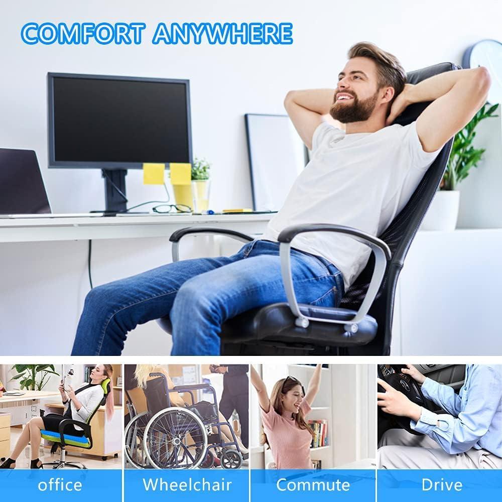 Dratal Dratal Gel Seat Cushion Thick, Double Thicken Layer, Relief Tailbone Pressure, Breathable Honeycomb Design Gel Cushion with Washable Non-Slip Cover for Office Chair, Car Seat, Wheelchair (Black)