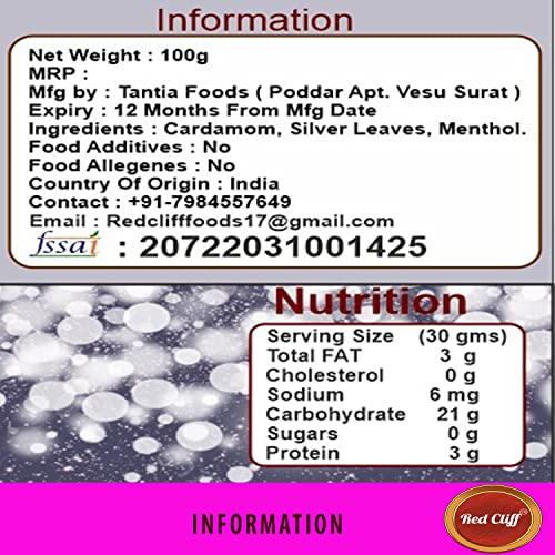 RED CLIFF RED CLIFF Pure Silver Coated Elachi, Silver Varq Coated, Grade A Plus, | Elaichi Mouth Freshener | Pack Of 2 | 100gX2 | (Silver Elaichi 200g)