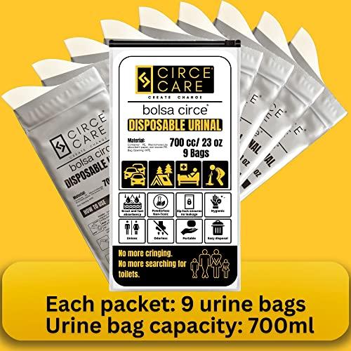 CIRCE CARE CIRCE CARE Bolsa Circe Disposable Urine Gel Bags, 9 Count, with Super Absorbent Pad and Ziplock, Portable Urinal, Camping Pee Bags, Vomit and Emergency Bag During Traffic Jam and Travel.