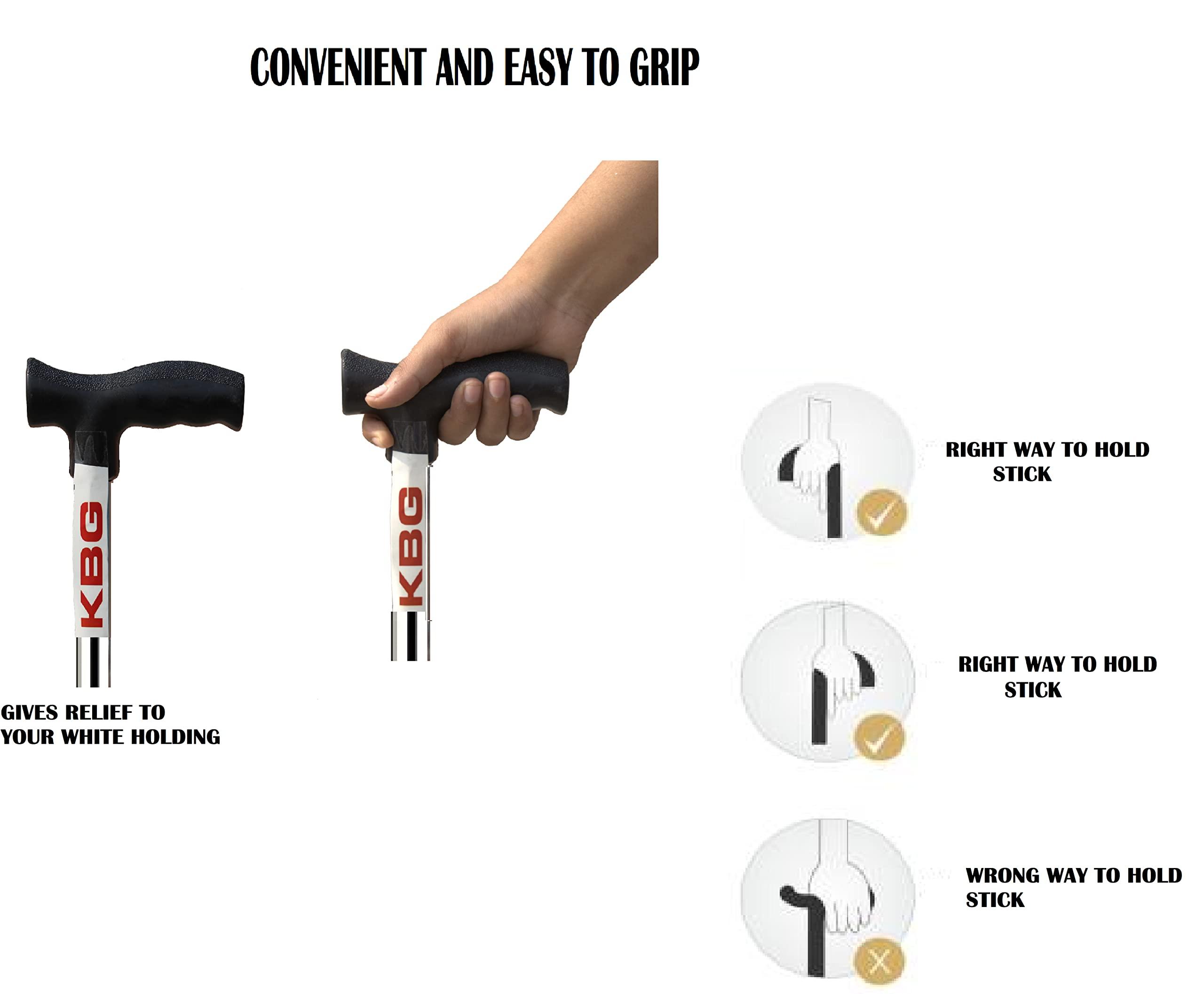 KBG KBG Four Leg Walking Stick with Height Adjustable Walking Cane Quadripod Walking Stick for Elderly & Those Physically Challenged (Chrome Finish)