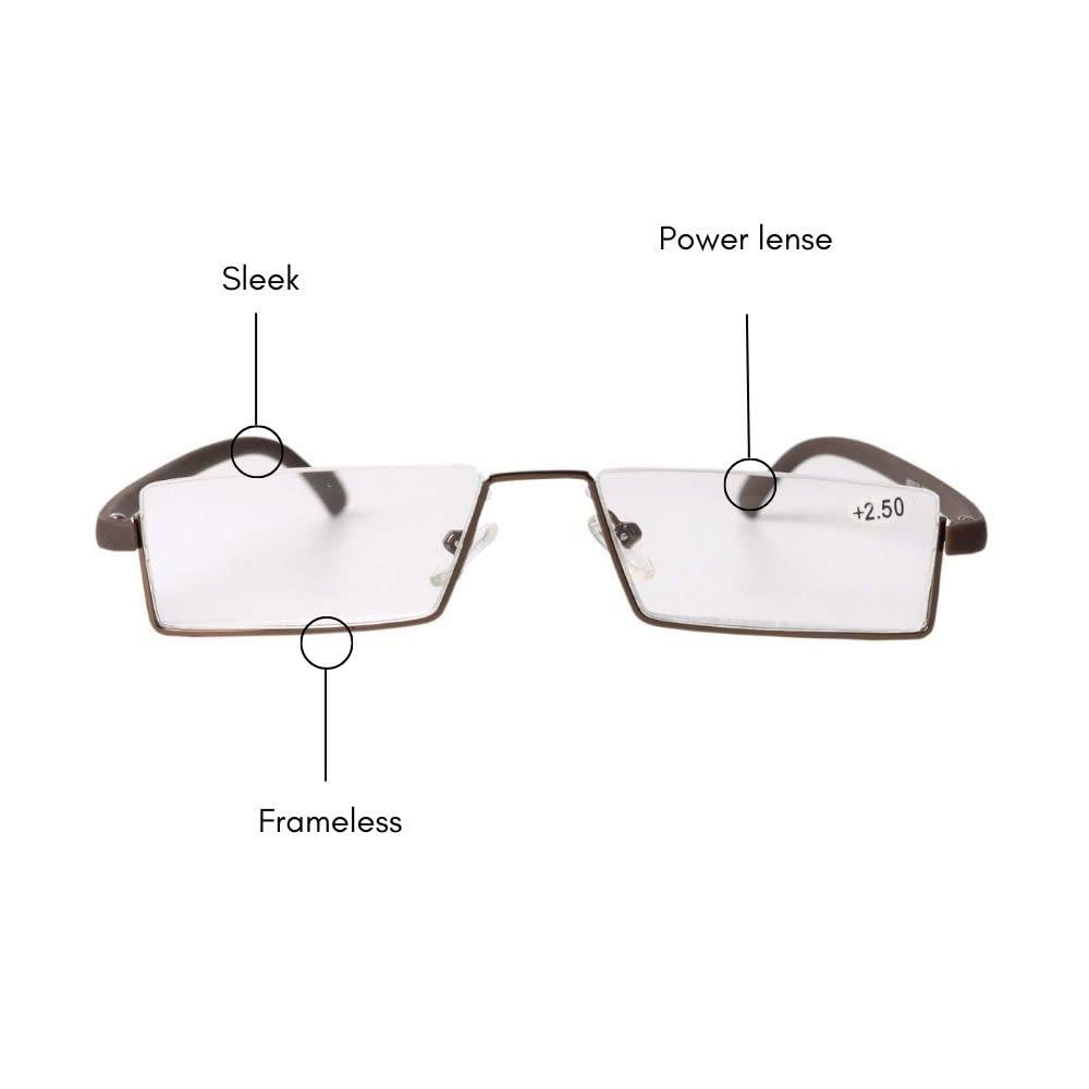 The Tinted Story The Tinted Story | Half Rim Eyeglasses | 100% UV Protected | Men & Women | Black | Small | Air Flexible Reading Glasses (2.0)-Pack of 1