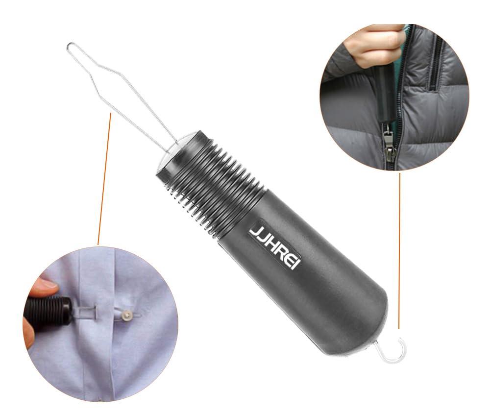 JJHREI Button Hook and Zipper Pull Helper - Dressing Button Aid Assist Tool for Arthritis Disabled - 2 in 1 Dressing Aid Tool