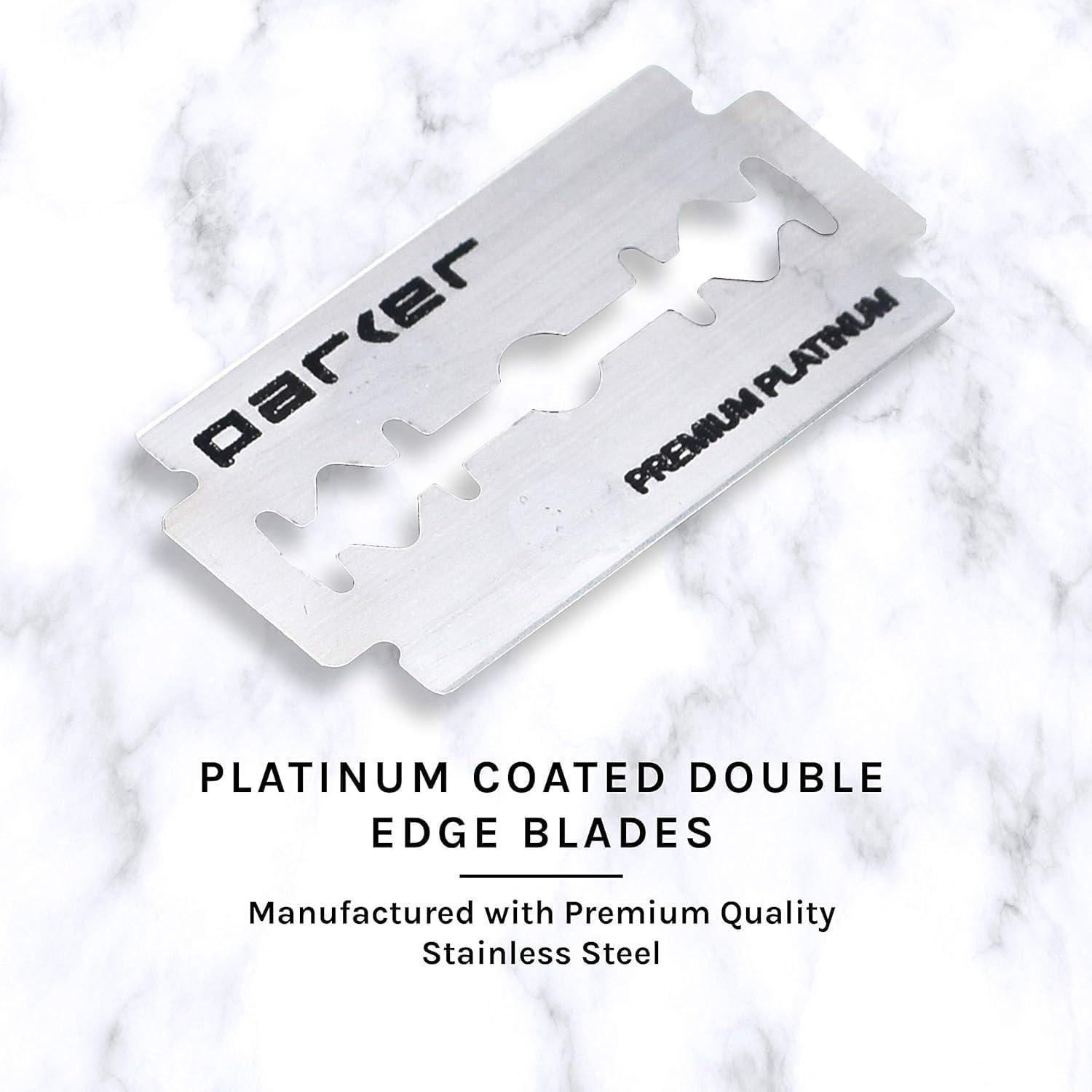 Parker Safety Razor PARKER Safety Razor - (96R) Long Handled Butterfly Open Safety Razor Includes with 5 Parker Premium Platinum Double Edge Razor Blades