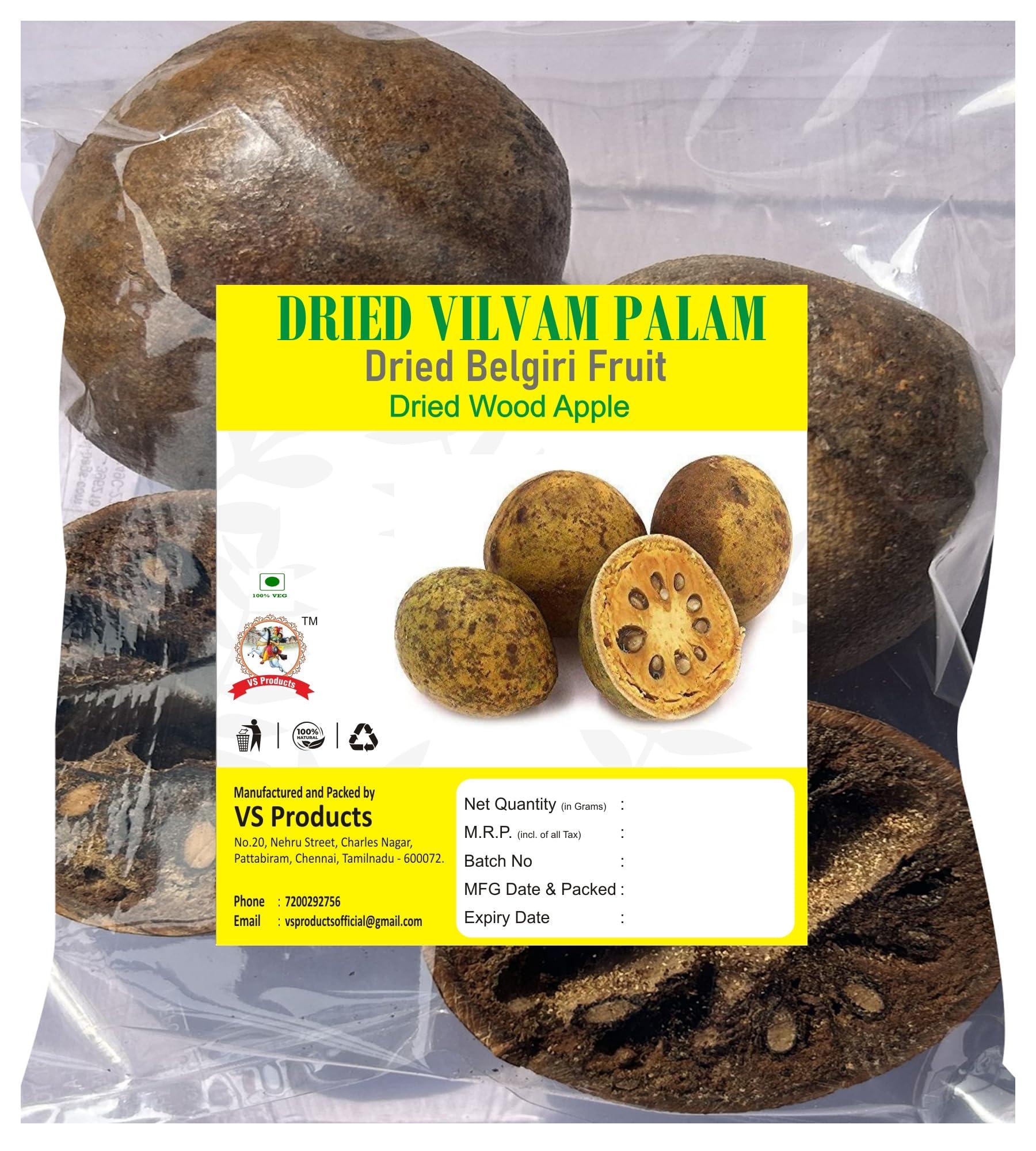 VS Products VS Products Dried Vilvam Palam, 100g, Belgiri fruit Dried, Bael Fruit, Aegle marmelos, Bilva fruit, Kuvalam, Dried Wood Apple, Helpful In Cholesterol (Pack of 1 X 100g)