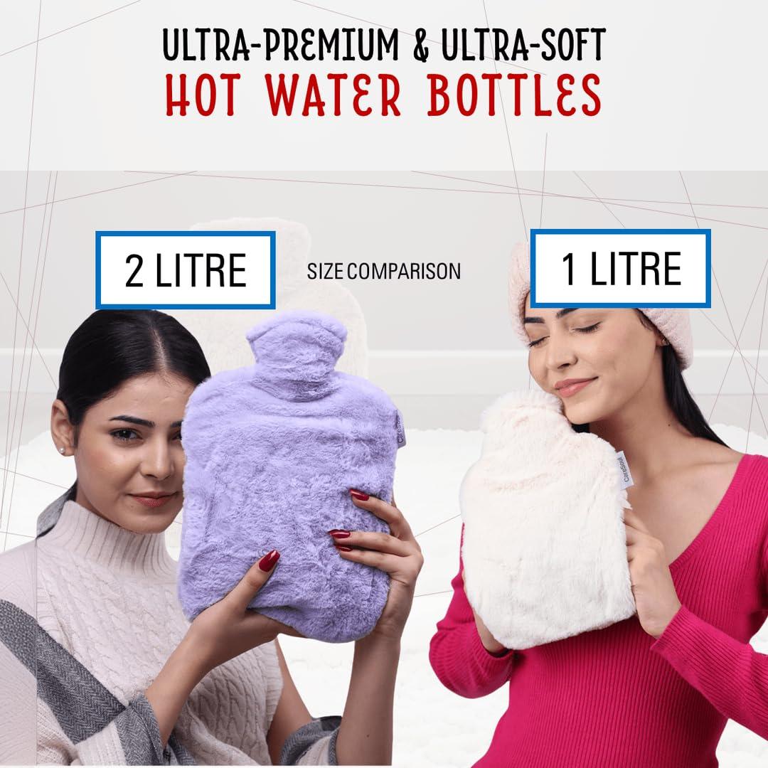 CareSoul CareSoul Hot Water Bottle with Soft Velvet Cover, Small Size Classic Hot Water Bag for Pain Relief, Neck and Shoulders, Feet Warmer, Menstrual Cramps, Hot and Cold Therapy, (Coral Pink, 2 Litre)