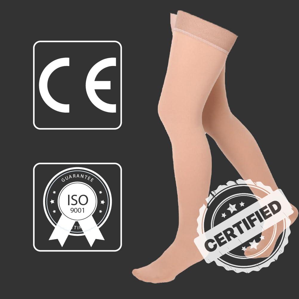 Healthshine Healthshine Class 2 Medical Compression Stocking Thigh Length | Soothing Relief for Swollen, Tired Legs | Varicose Vein Socks for Men & Women | Pocket-Friendly in Medium Size | CE, ISO Certified