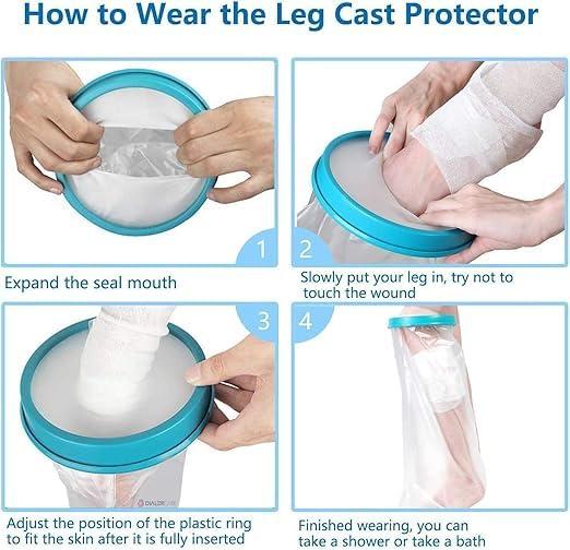 JAMBUVANTI JAMBUVANTI Waterproof Cast Covers for Shower Leg Protector to Keeps Dry of Wounds, Bandage, Dressing Watertight Shower Cast Shower Protector, ound Protector for Broken Leg, Knee, Foot, Ankle,Burns