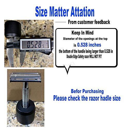 Caudblor 2Pcs Men's Shaving Safety Razor Stand, Caudblor Premium Aluminum Alloy Matte Black Retro Double Edged Razor Holder for Men Women, Simple Small Long Handle DE Razor Base Tool, Cute Shaver Accessories