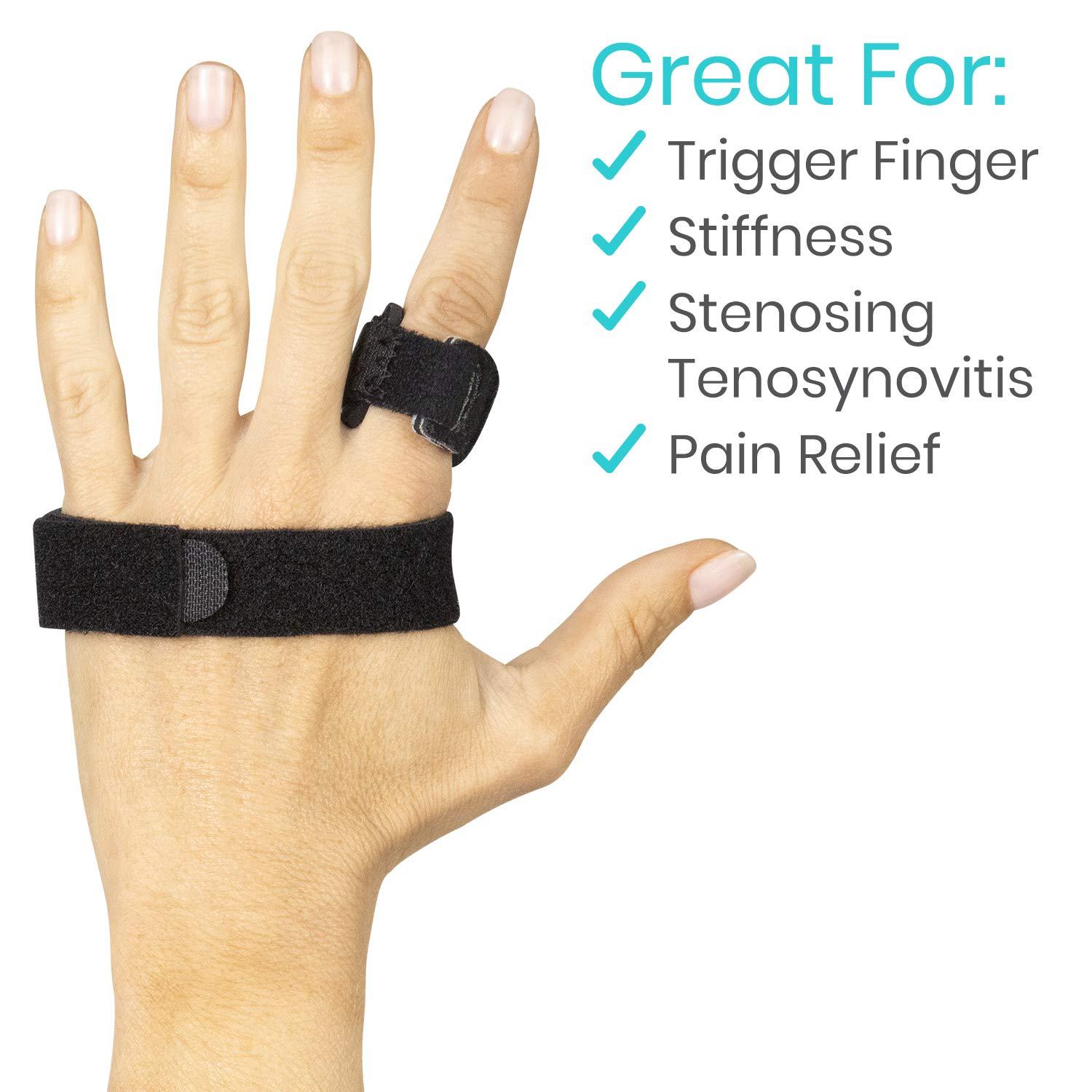 VIVE Vive Trigger Finger Splint Brace - Middle, Pinky, Pointer, Ring and Thumb Support - Palm Strap Included - Straighten Curved or Broken Fingers - Adjustable, Breathable Fit - Aluminum Pain Relief Guard