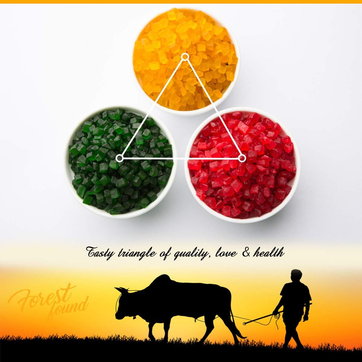 FOREST FOUND Forest Found Fresh Mix Tutti Frutti For Cake Making, Baking, Decoration | Multi Color Cherry Candy Pack (900 gram) | Natural Blend Of Taiwan Organic 786 Papaya & Brown Sugar