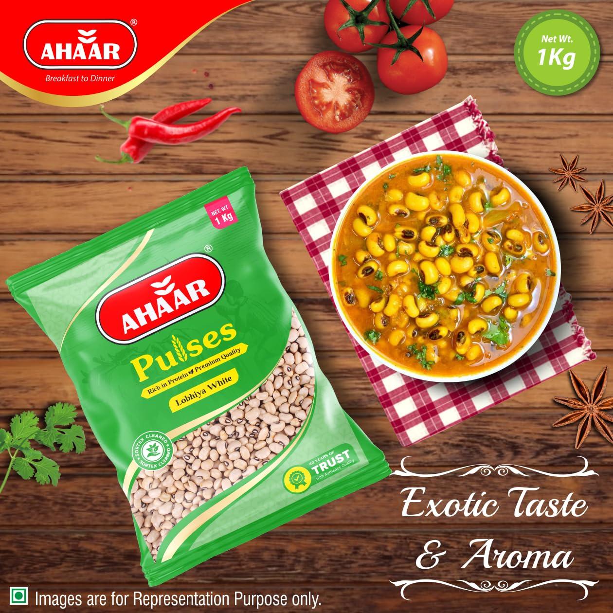 AHAAR Ahaar White Lobia 1Kg | Safed Chavli Whole | Good Source Of Protein