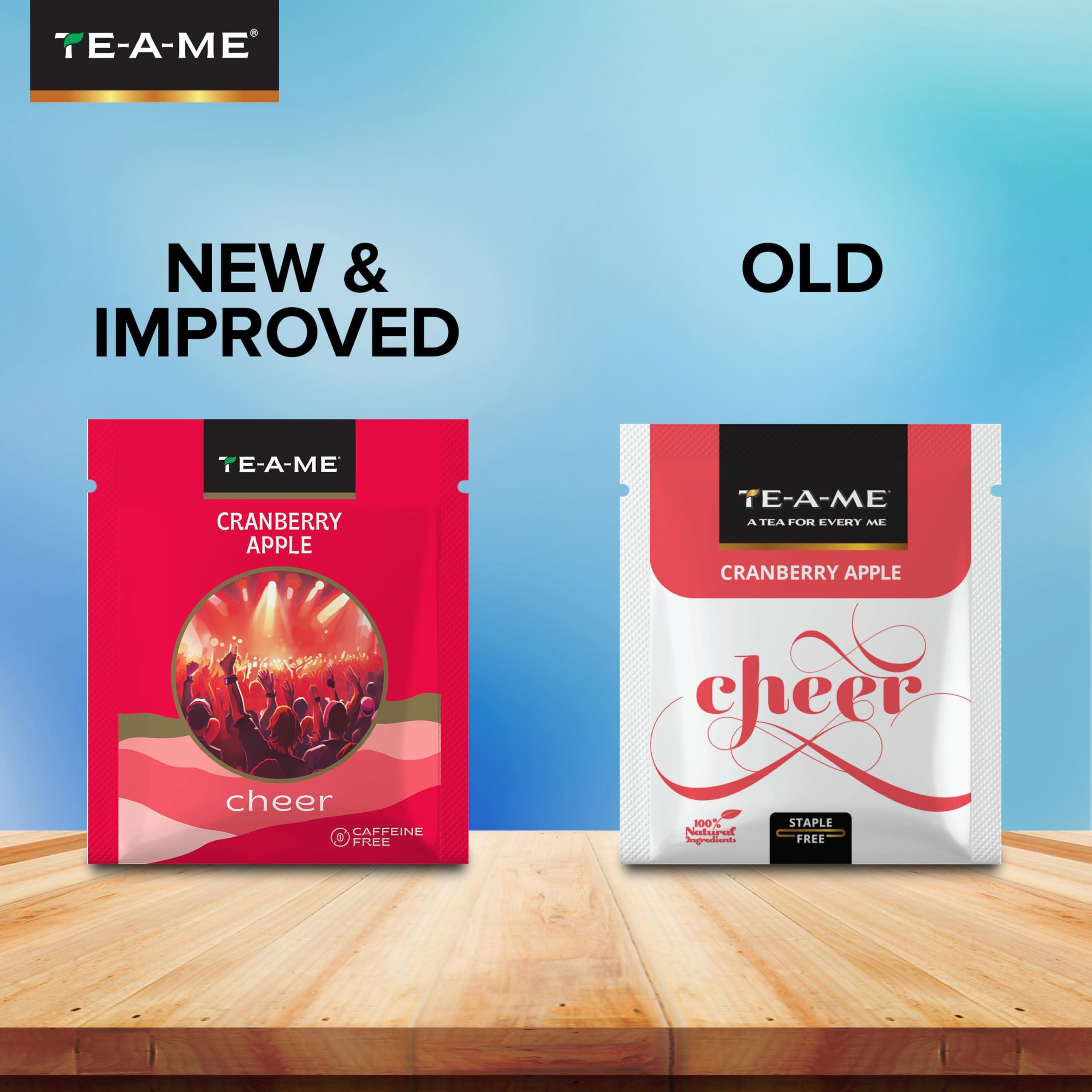 TE-A-ME TE-A-ME Cranberry Apple Fruit Tea Bags|A Fruity Symphony Of Apple, Rosehip With Added Flavours|100% Caffeine Free|50 Cranberry Apple Tea Bags (2 Boxes X 25 Tea Bags = 50 Tea Bags) - Hibiscus