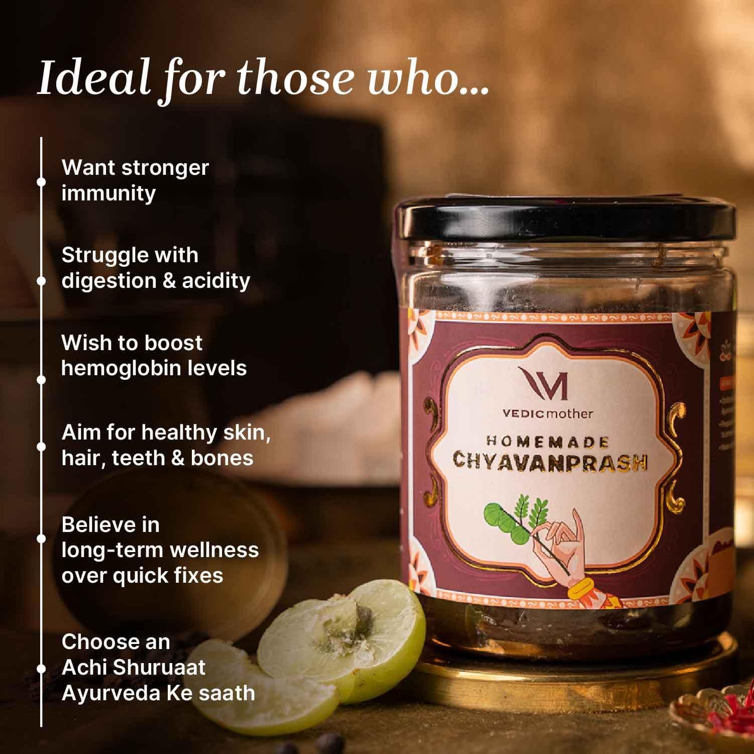 Vedic mother Vedic Mother Homemade Chyawanprash 500GM(Pack of 2)| 2X Immunity Booster with Zinc Vitamin C, Pure Cow Ghee | Helps Build Strength and Stamina | Made With Hand Picked Ayurvedic Herbs Without Additives