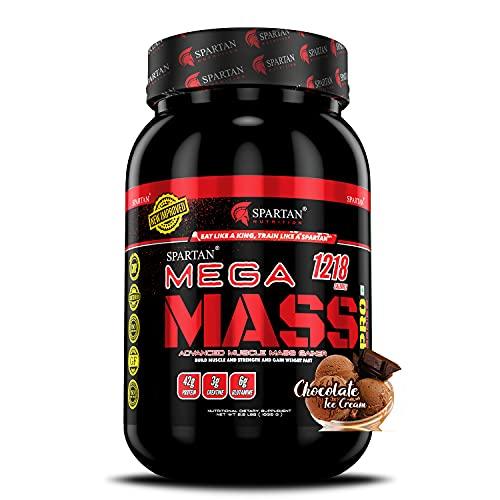 SPARTAN Spartan Nutrition Mega Mass Pro High Protein and High Calorie Mass Gainer / Weight Gainer Powder - 2.2 lbs, 1KG (Chocolate Icecream) with Vitamins and Minerals.