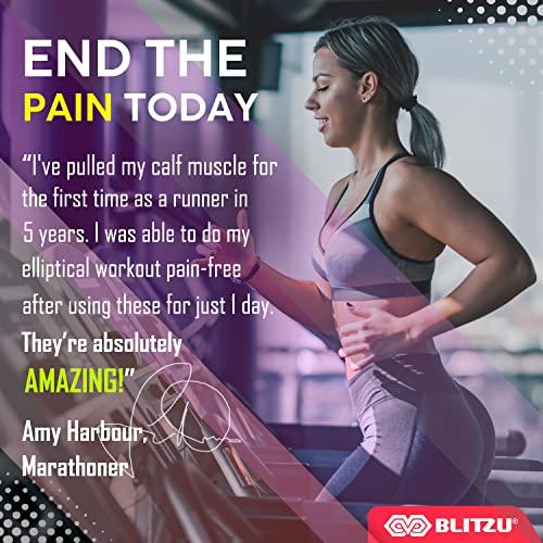 BLITZU BLITZU Calf Compression Sleeve Leg Performance Support Shin Splint & Calf Pain Relief. Men Women Runners Guards Sleeves Running. Improves Circulation Recovery