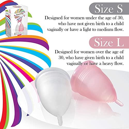 Talisi Menstrual Cup Reusable Menstrual Cups Set of 2 Large & Small Soft Cups Period Cup Feminine Hygiene Products Alternative Period Protection to a Tampons and Feminine Pads Cup Menstrual