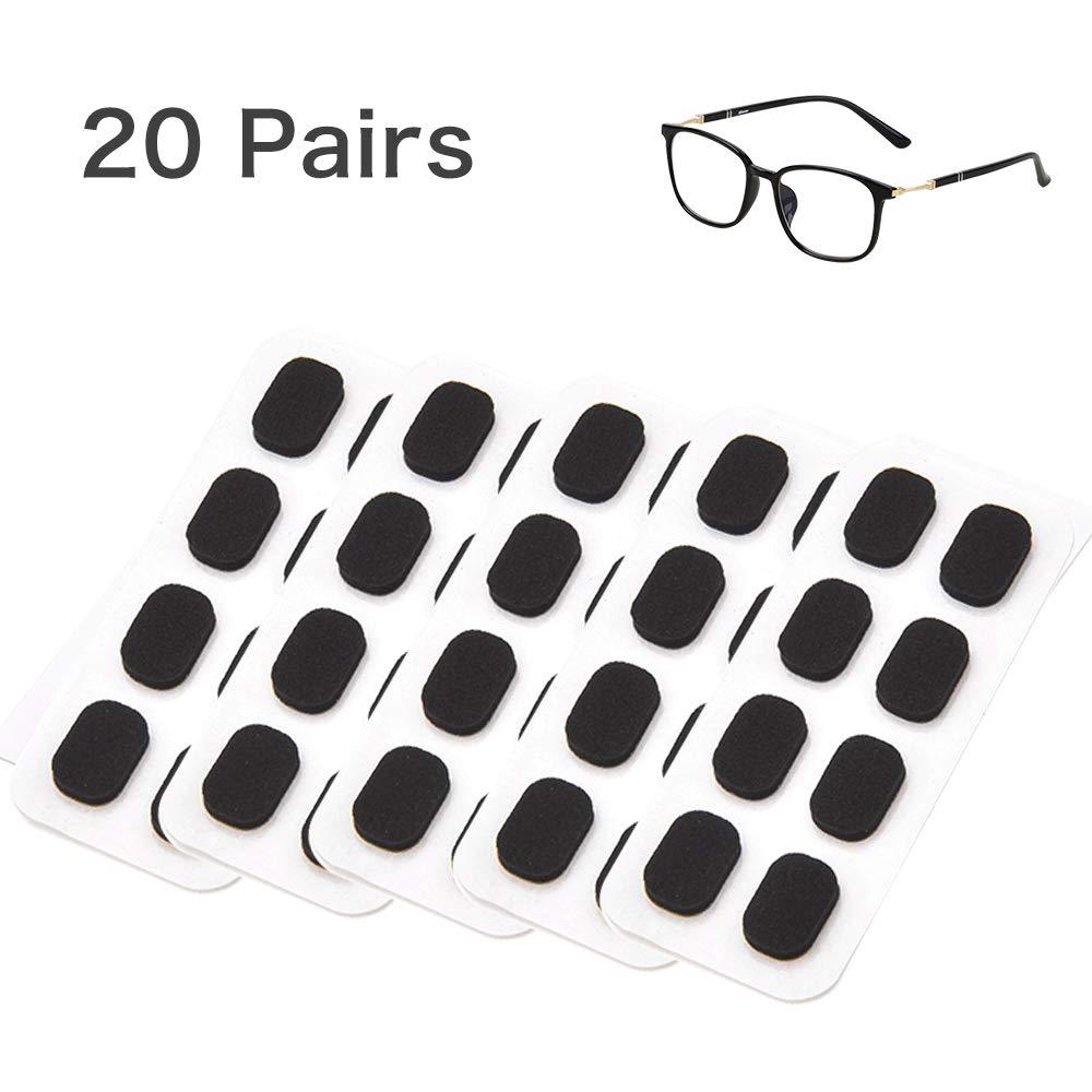 Festful Festful Eyeglass Nose Pads,20 Pairs of Soft Foam Nose Pads, Self-Adhesive Anti-Slip Soft Foam Glasses Nose Pads (Black/1.5mm)