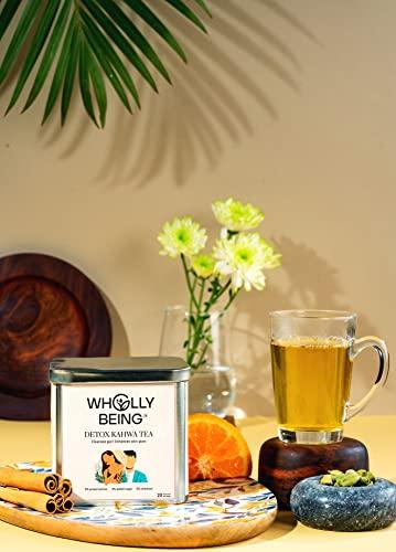 Wholly Being Wholly Being - Detox Kahwa Tea with for skin glow and gut detox with Nutmeg, Sea Buckthorn, Rose Petals, Orange Peels(20 tea bags)