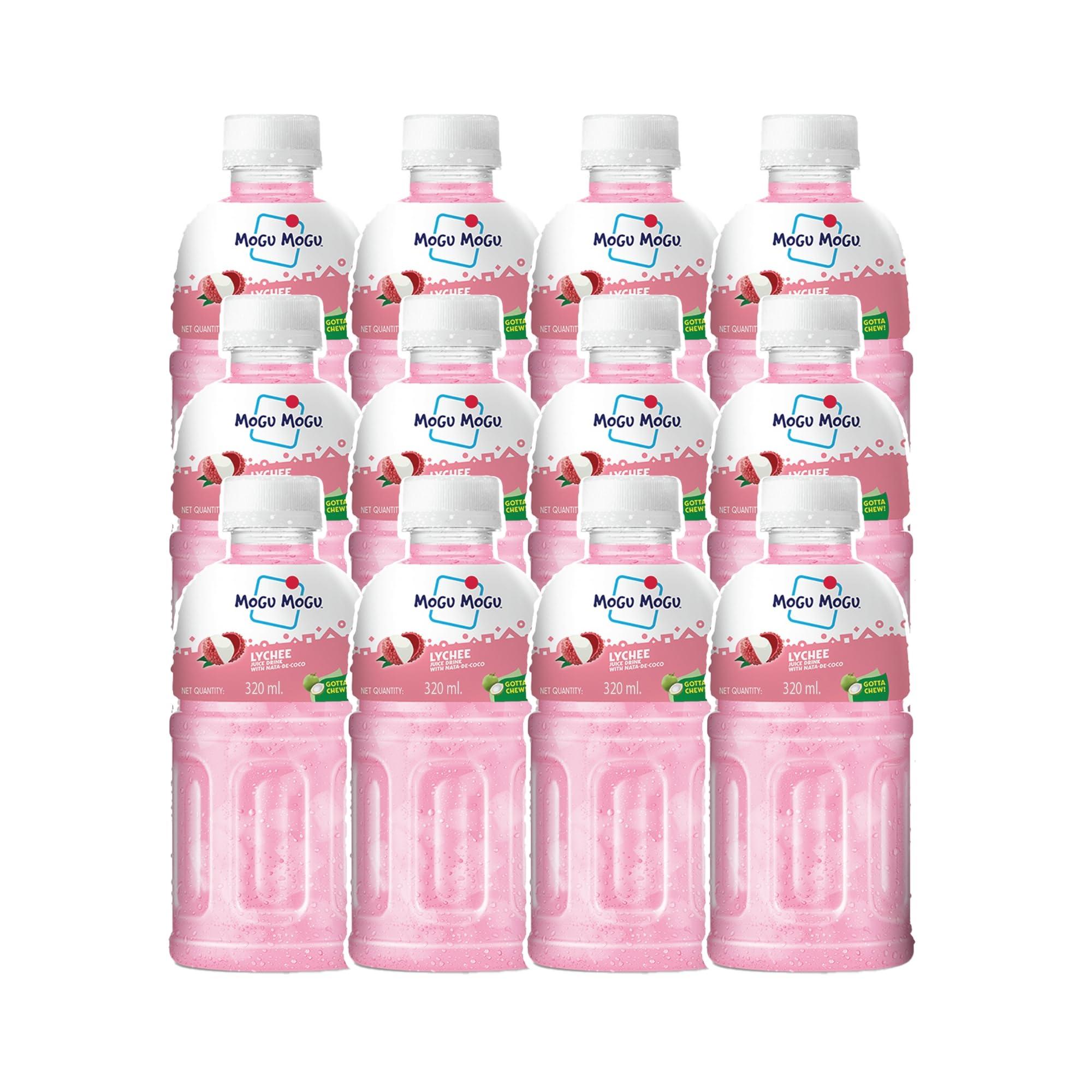 Mogu Mogu Mogu Mogu Lychee Juice with 25% NATA De Coco | Energy Booster Drink | Full of Natural Fruit Fibres | No Added Preservatives and Artifical Colours - 300ml(Pack of 12)