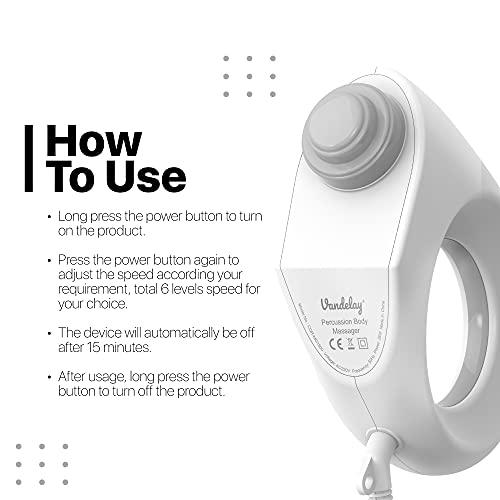 Vandelay Vandelay (UK) Deep Tissue Percussion Massager - Electric Handheld Gun Massager for Pain relief & relaxation (Wired)