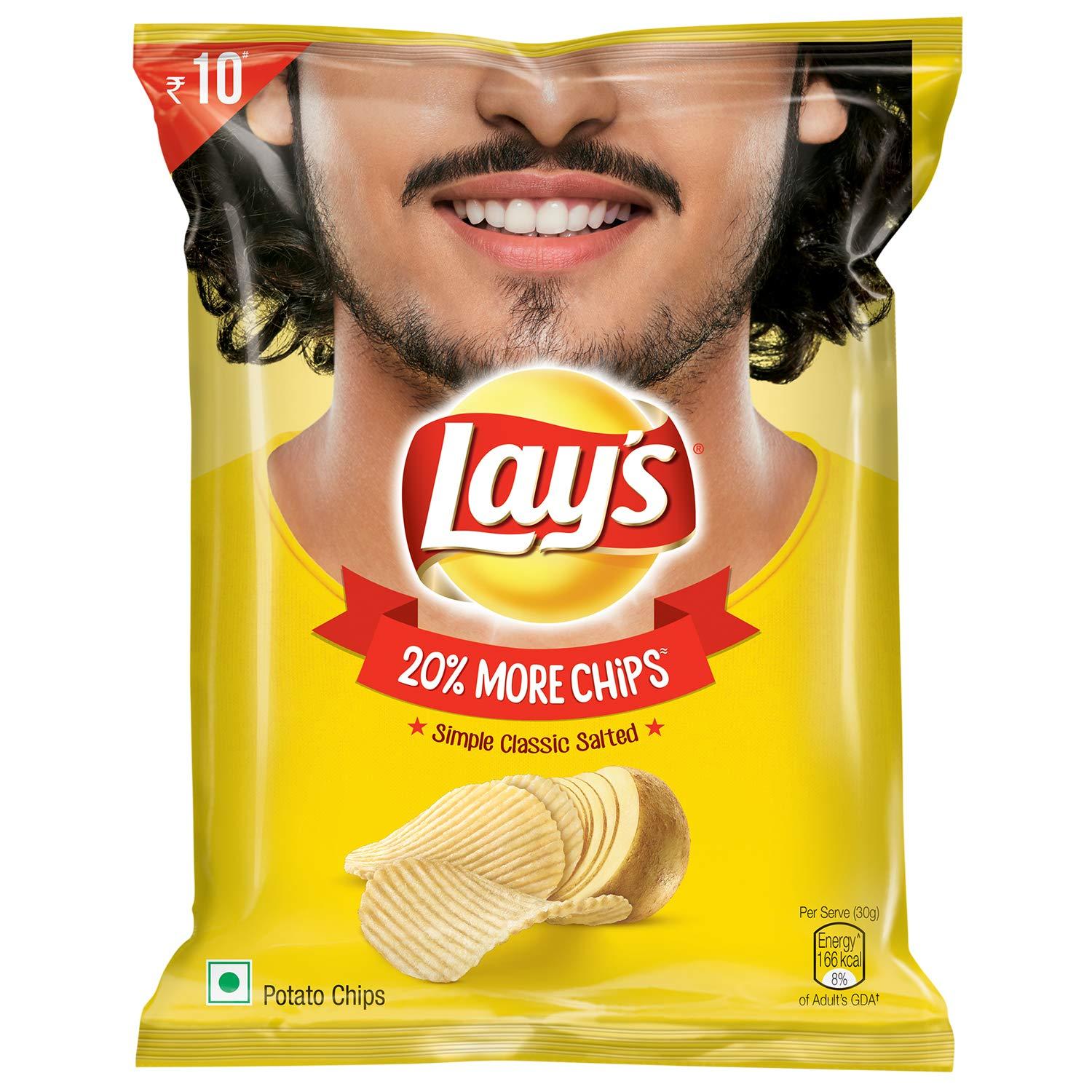 Lay's Lay\'s Potato Chips, Classic Salted, 30G Each (Pack of 10), 300 Gm
