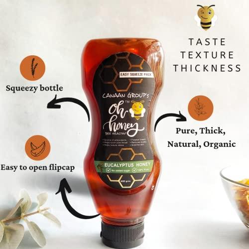 CANAAN GROUP’S oh honey Bee Healthy Canaan Group's Organic Oh Honey | 100% Honey Organic Natural Tulsi Honey | Squeeze Pack | No Added Sugar | 600g
