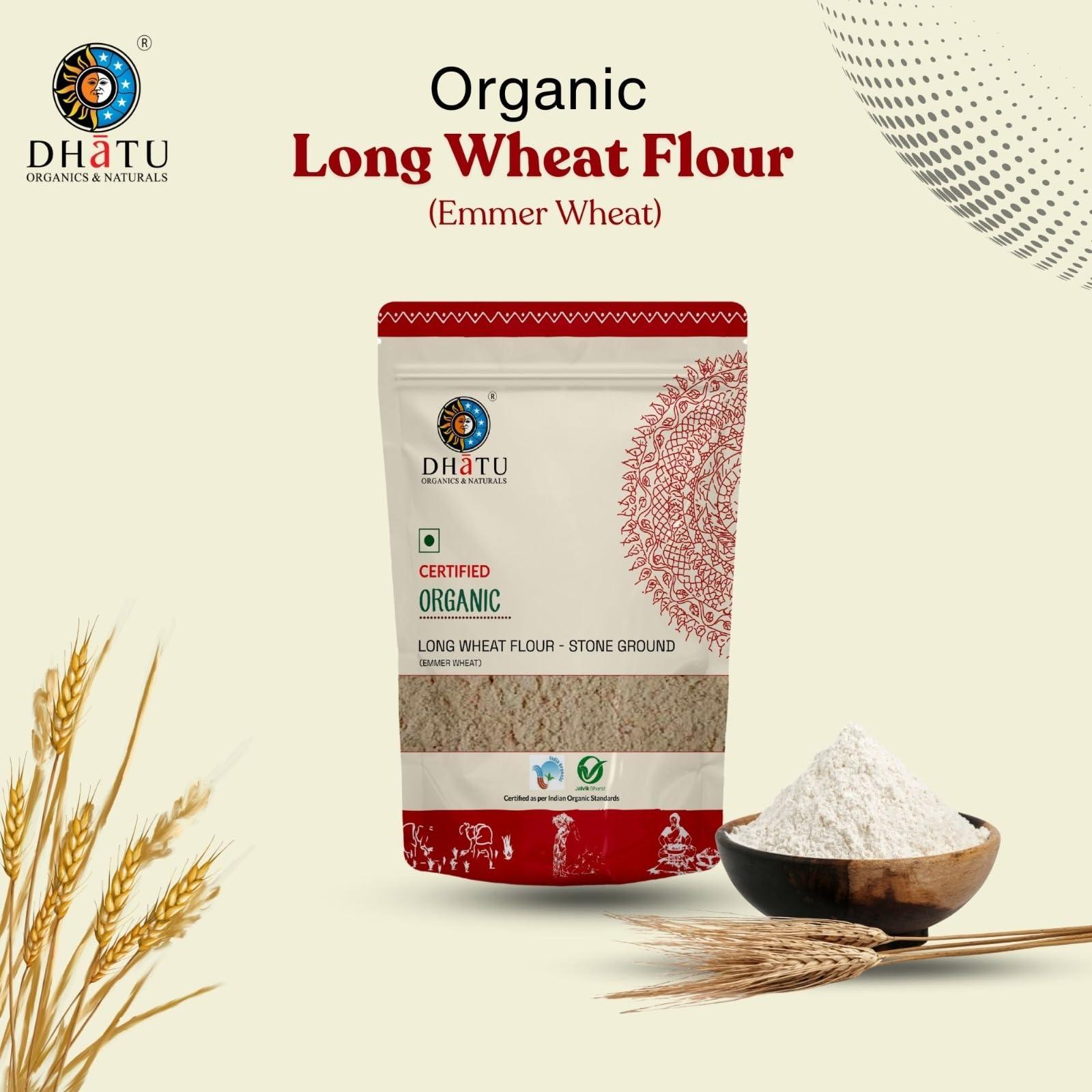 Dhatu Dhatu Organics & Naturals Long Emmer Wheat Flour, 500 g - Khapli Atta, Farro Flour, Sambha Wheat