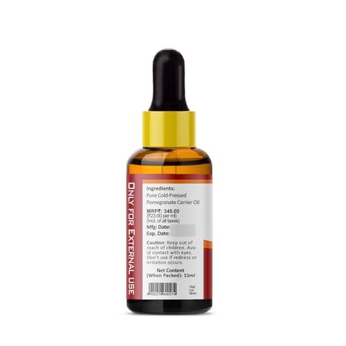 PRZ PRZ Pomegranate Seed Cold Pressed Carrier Oil - Pure Natural & Therapeutic Grade Oil for Aromatherapy Body Massage, Skin Care & Hair Care, 15 ml