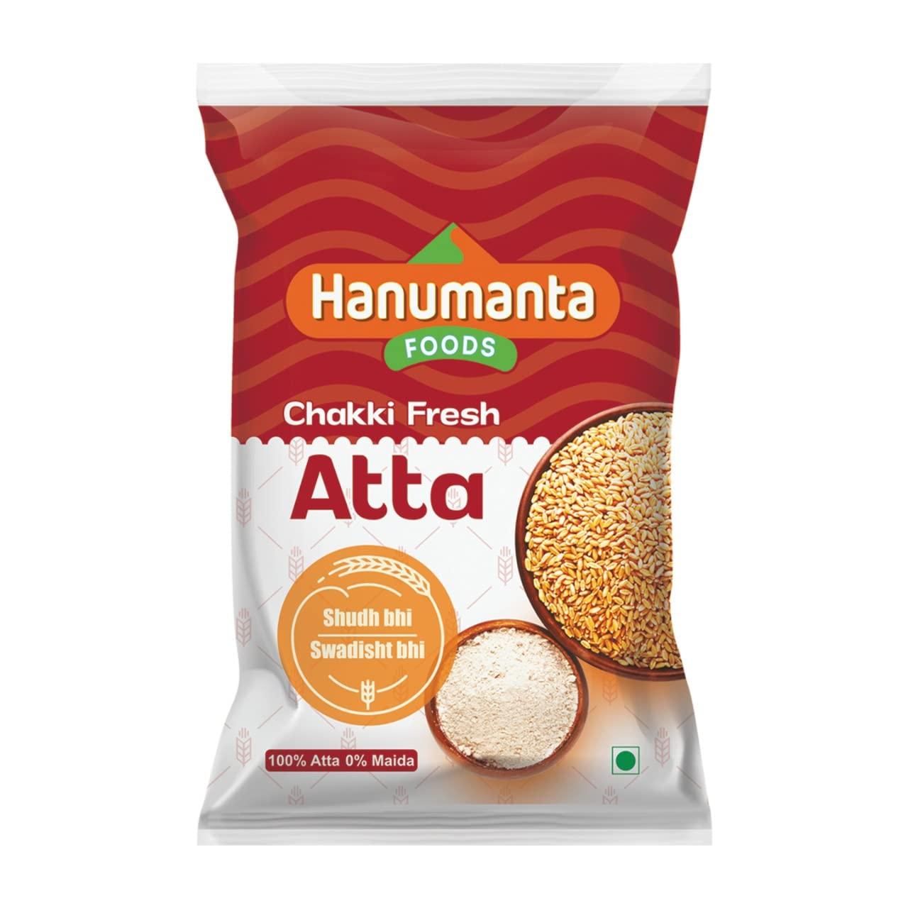 Hanumanta Foods Hanumanta Foods Hanumanta Chakki Fresh Atta 100% Whole Wheat Atta, 0% Maida 10 Kg
