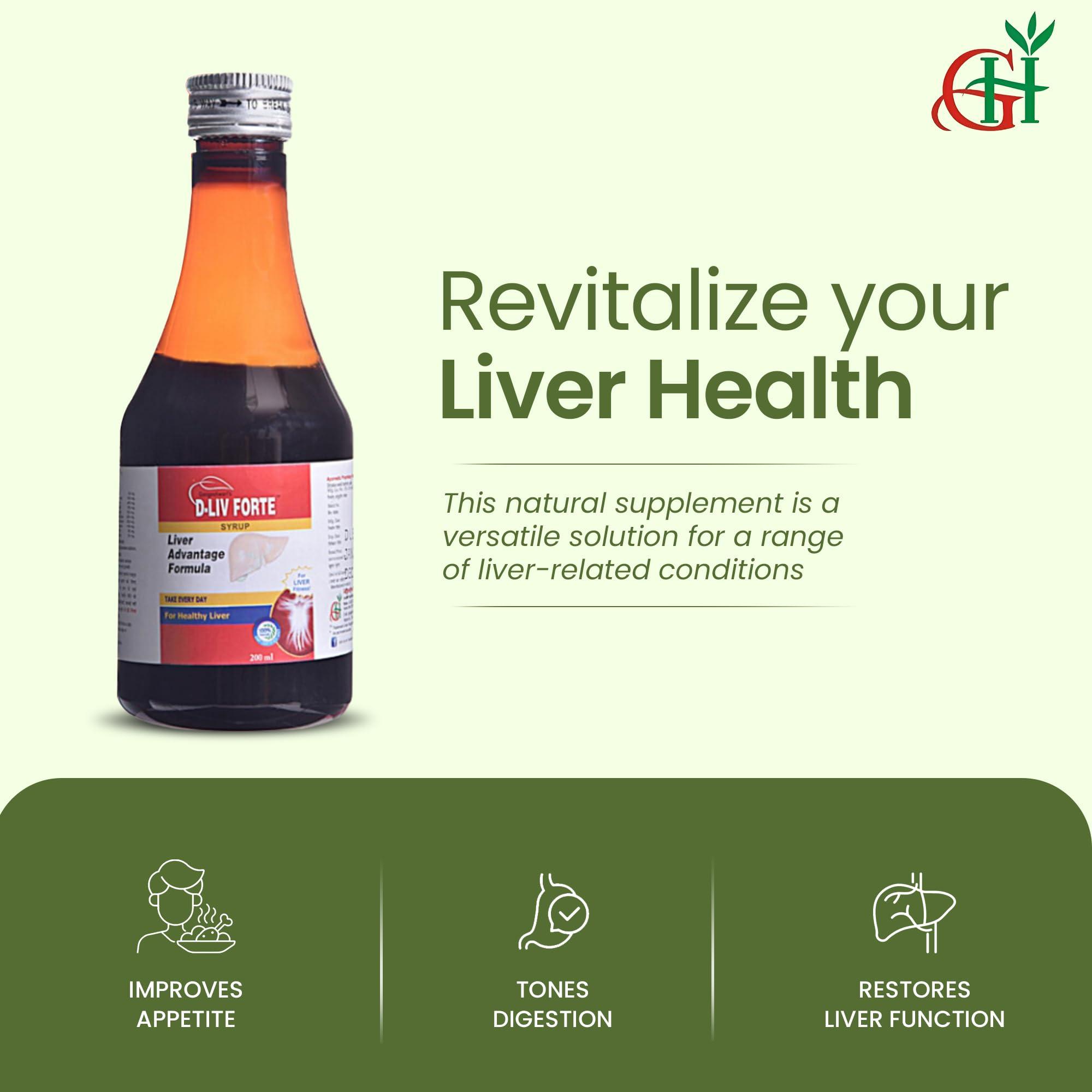 Gangeshwari Herbals D-Liv Forte Syrup-200ML (2Pcs.) & D-Liv Tablet 100Tb. Combo I Enriched with Gokhru, Punernanva