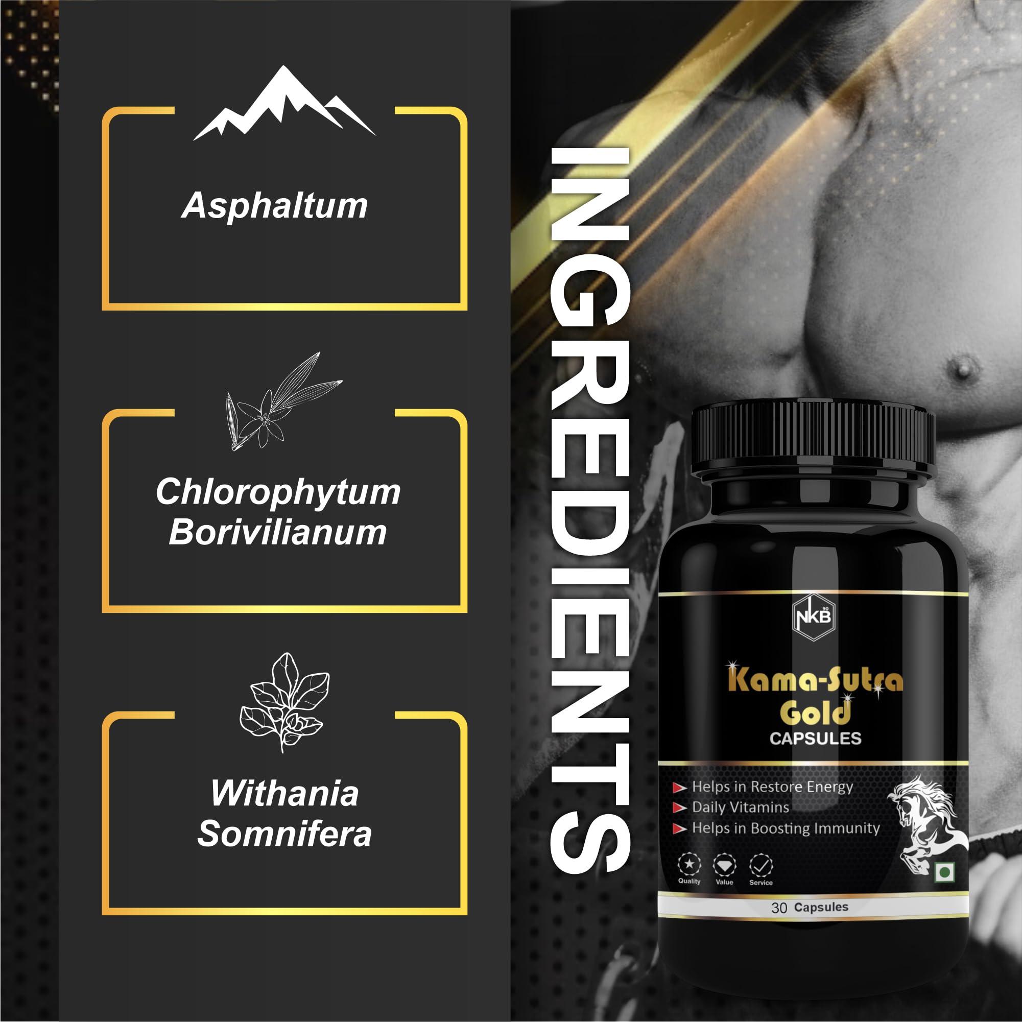 NavaFresh Basics Kama-Sutra Extra Gold Ayurvedic Herbal Supplement For Stamina, Enhanced Performance & Power For Men (30 Capsules)