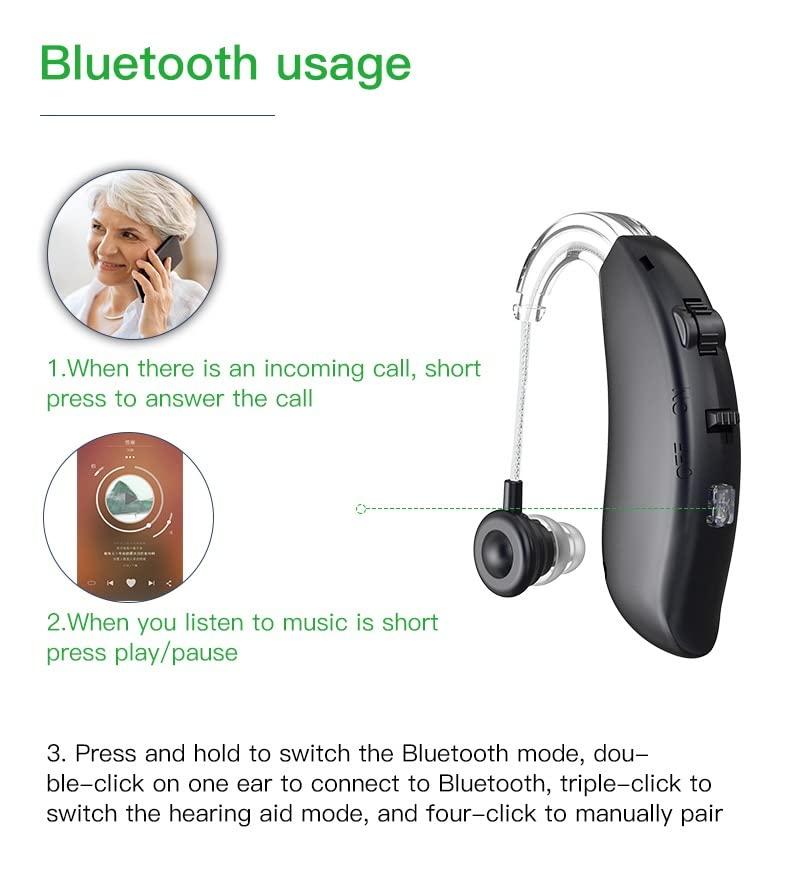 HP SOUND PLUS HP SOUND PLUS Hearing Aid/Rechargeable Sound Amplifier/Sound Enhancement Device/Editional Feature of Bluetooth Connection HP 106BT BLACK For Moderate Hearing Loss