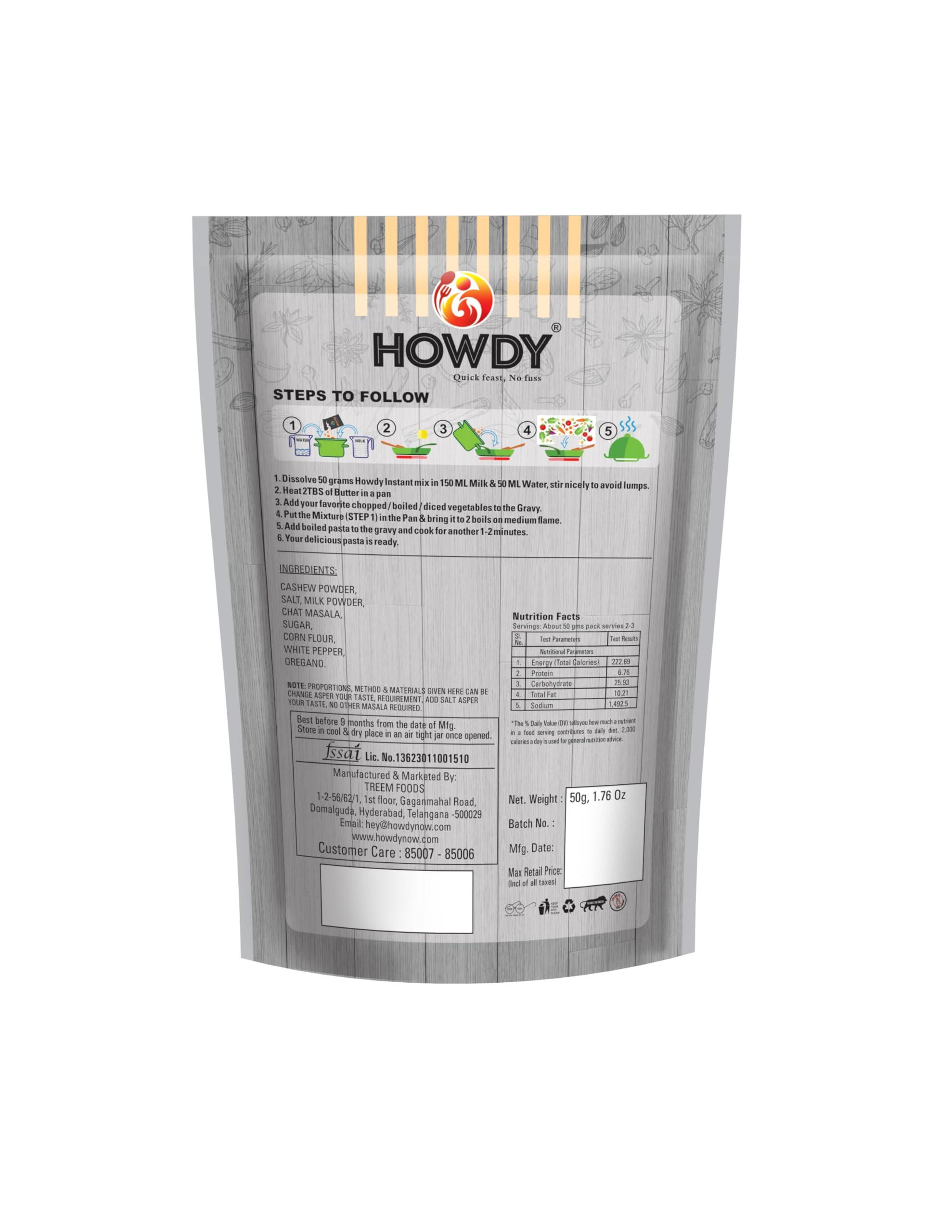 Howdy HOWDY - Alfredo Sauce Dry Mix | Instant Sauce - Ready to cook | No Preservatives - Pack of 3